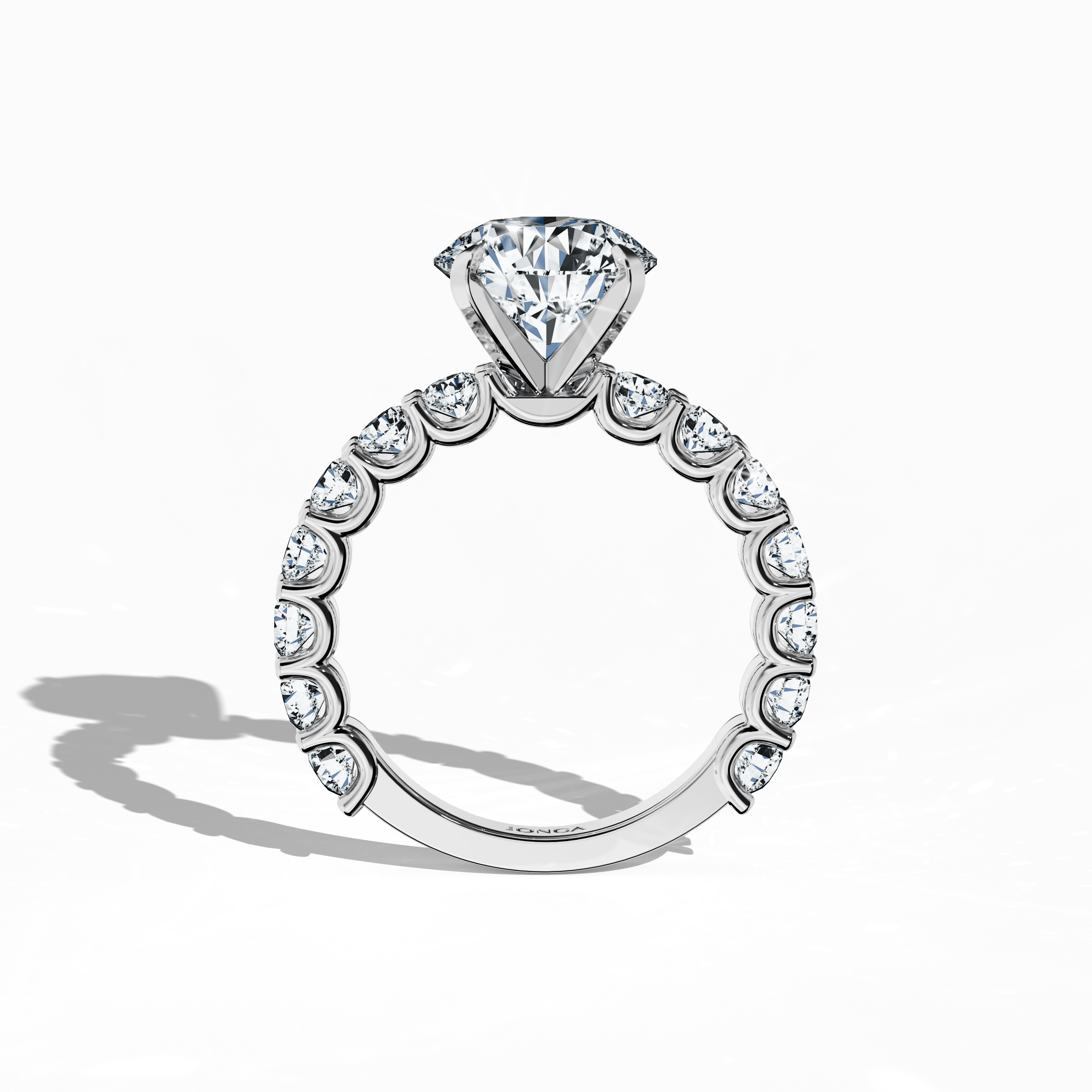 Solitaire eternity ring with 3 ct center in white gold