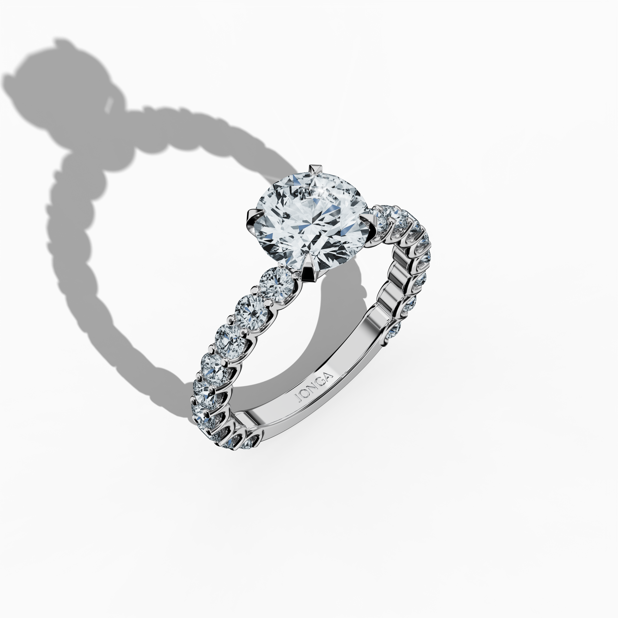 Solitaire Eternity Ring 2 ct in White Gold