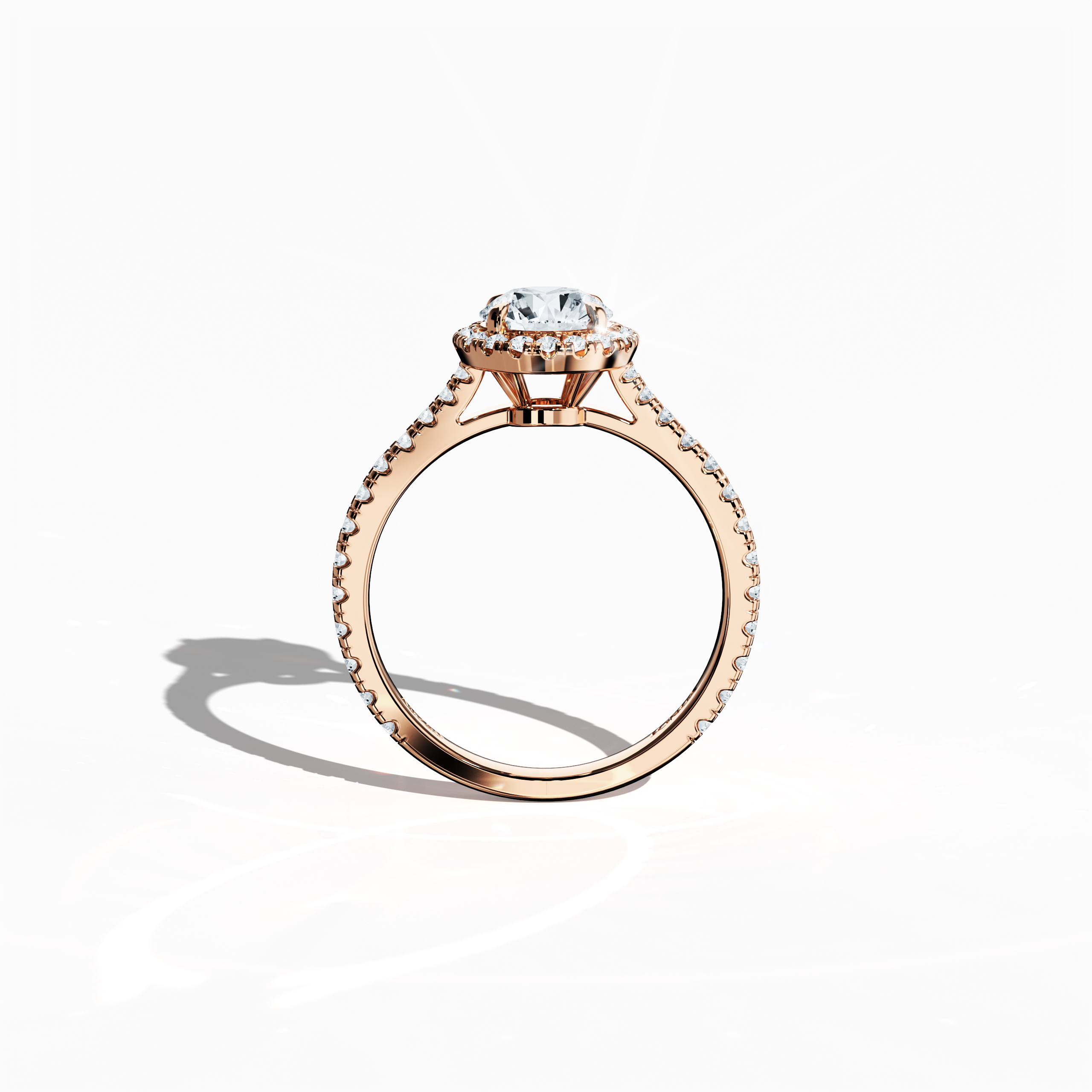 Halo Round Ring In Rose Gold