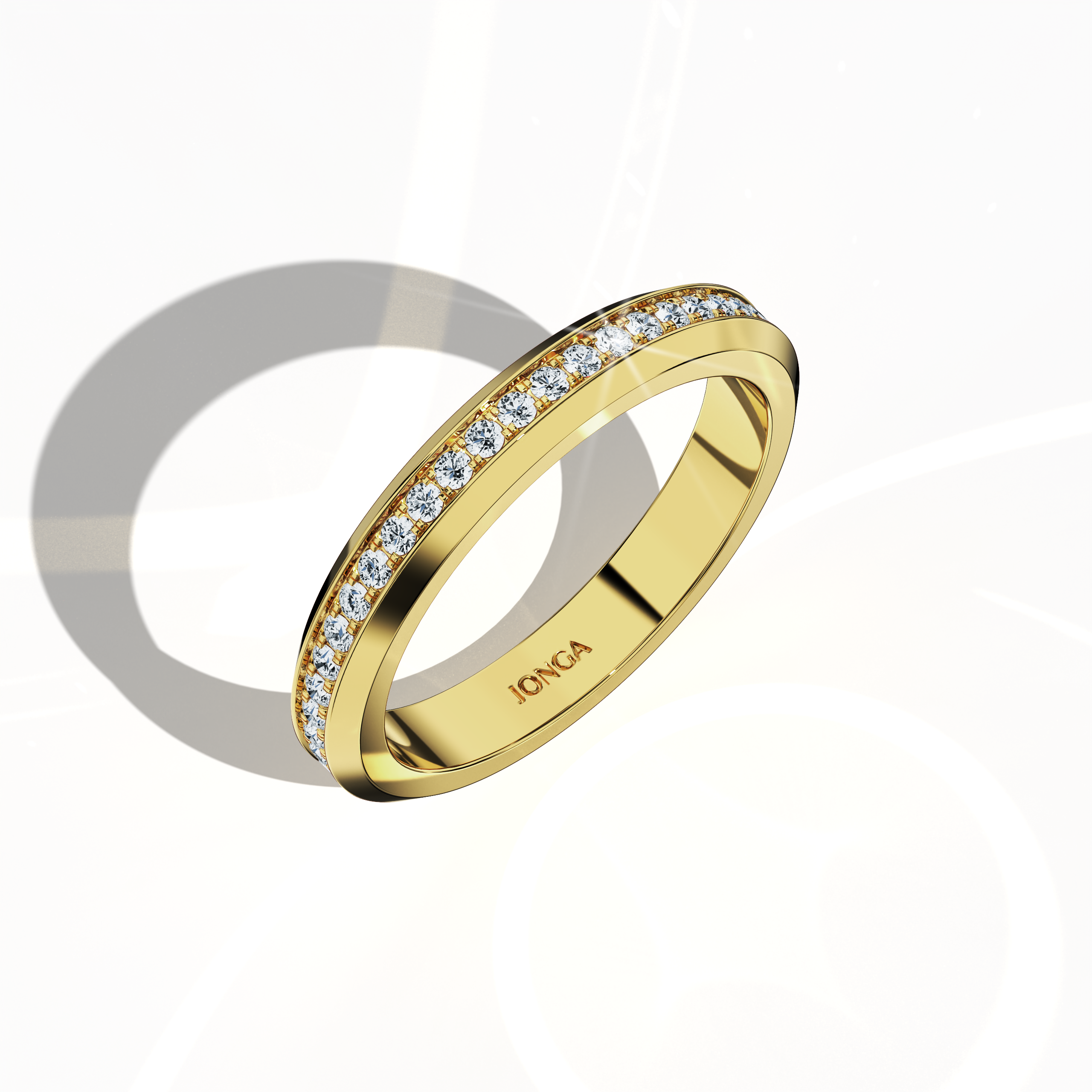 Paved Band for Her in Yellow gold