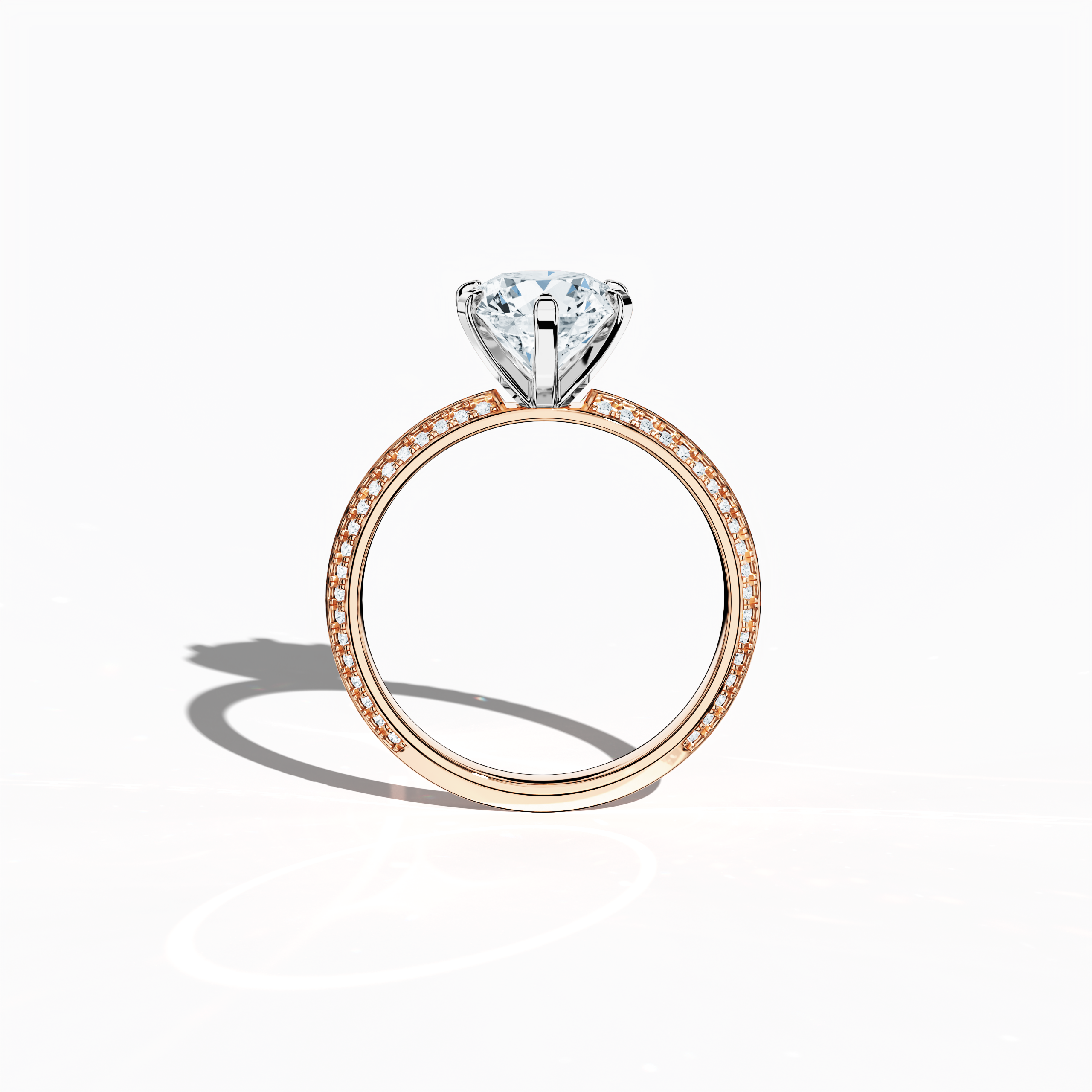 2s Solitaire ring paved-2.00ct Rose Gold