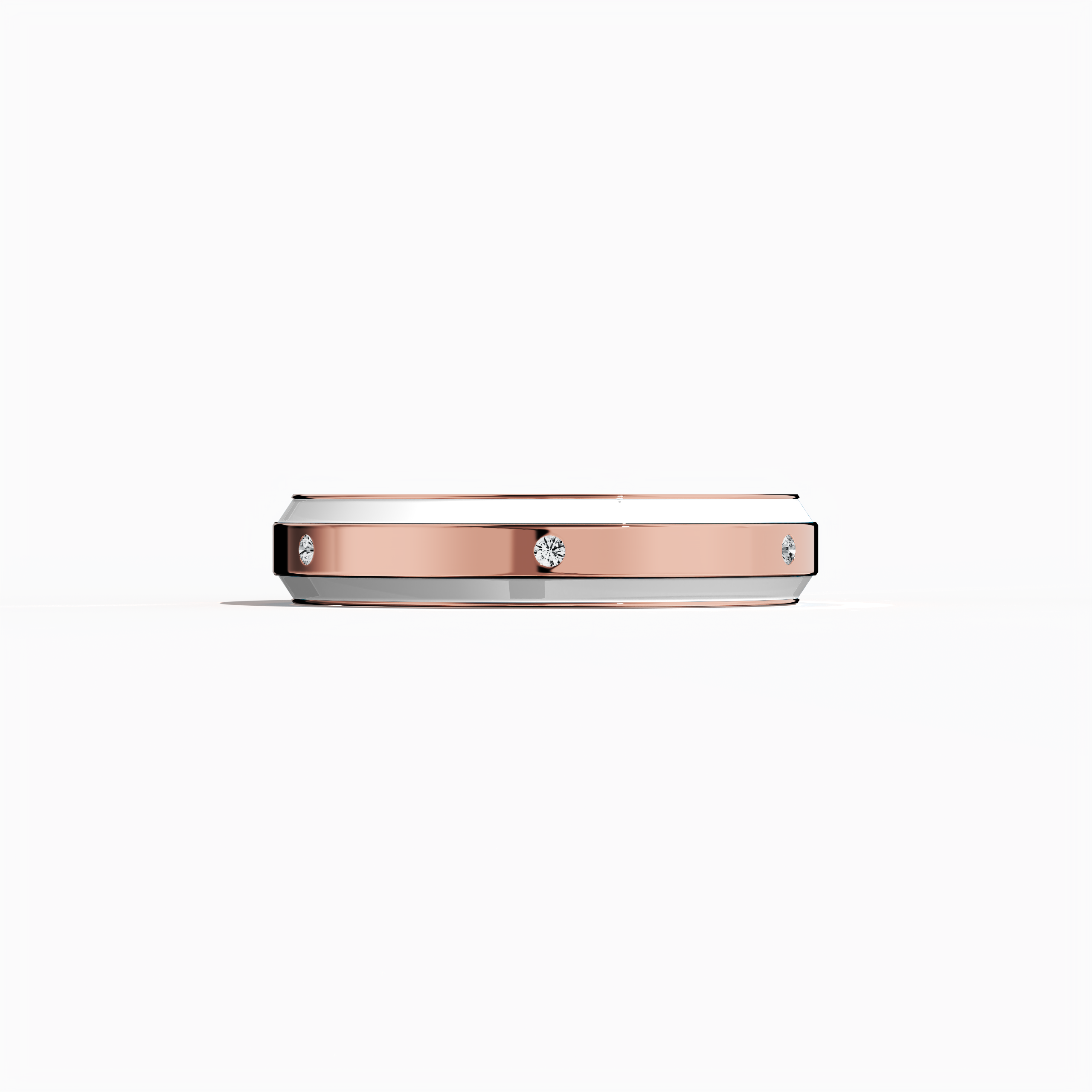 White Enamel 6 diamond ring in Rose Gold for Her