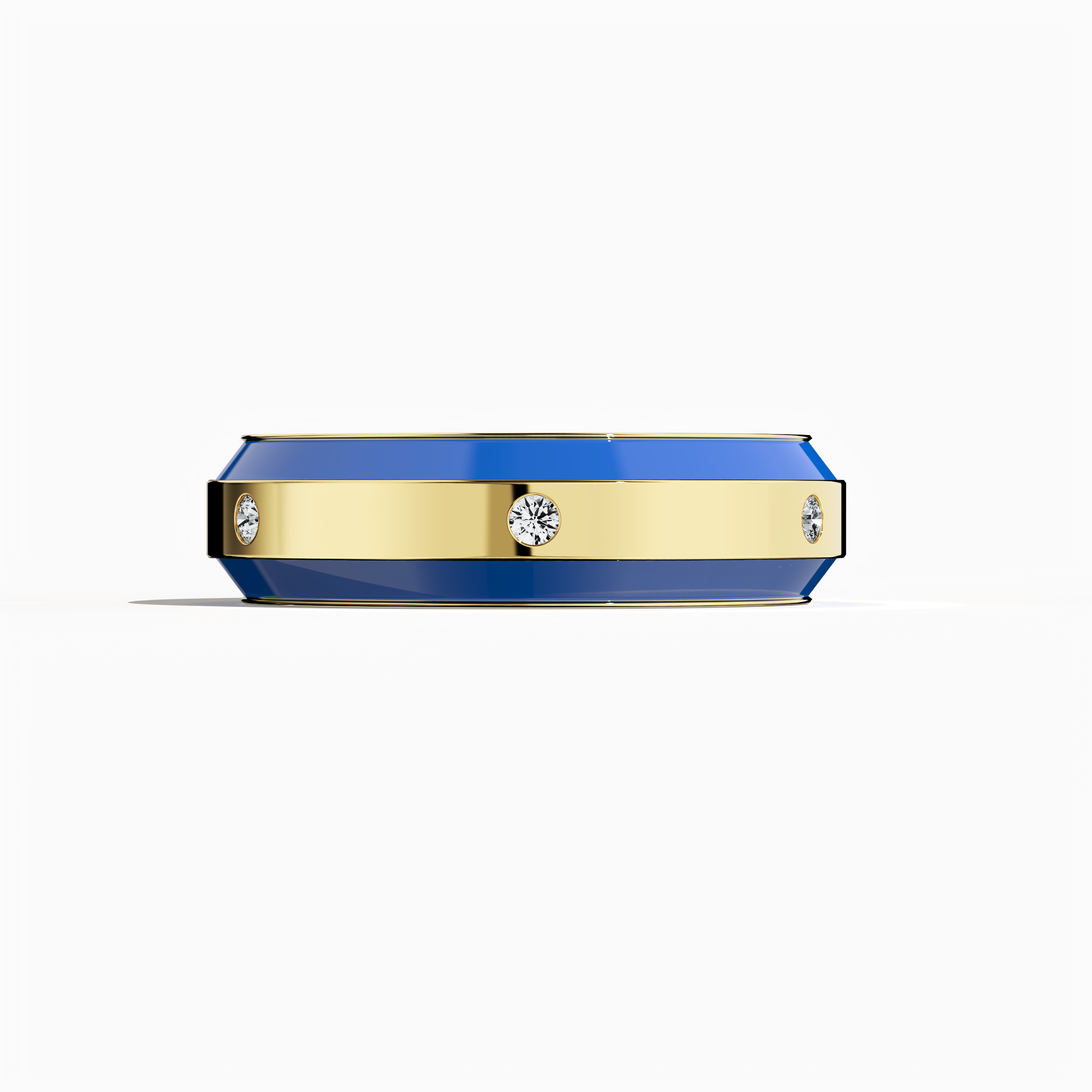 Jonga Blue Enamel with 6 diamonds in Yellow Gold