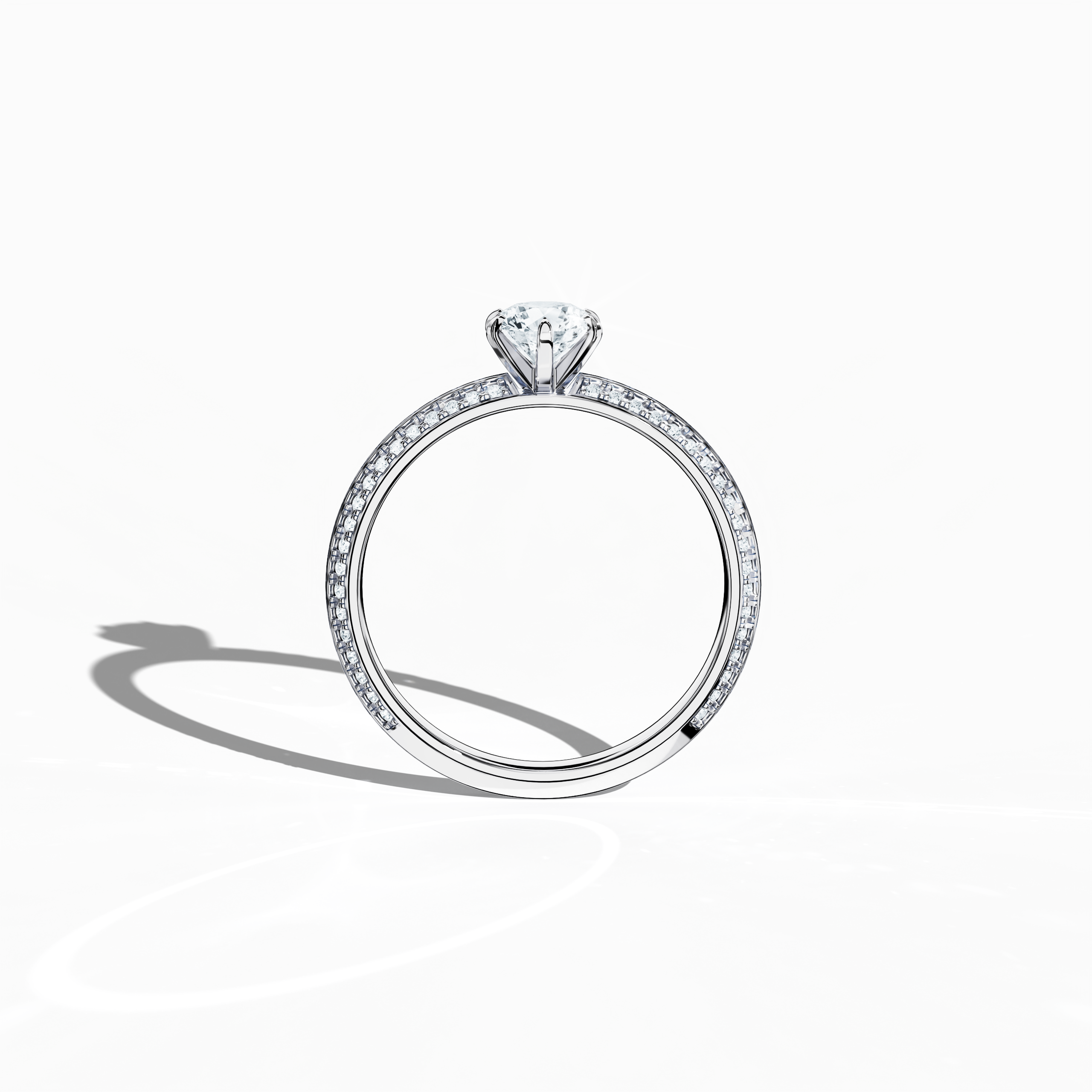 2s Solitaire ring paved-0.50ct in White Gold