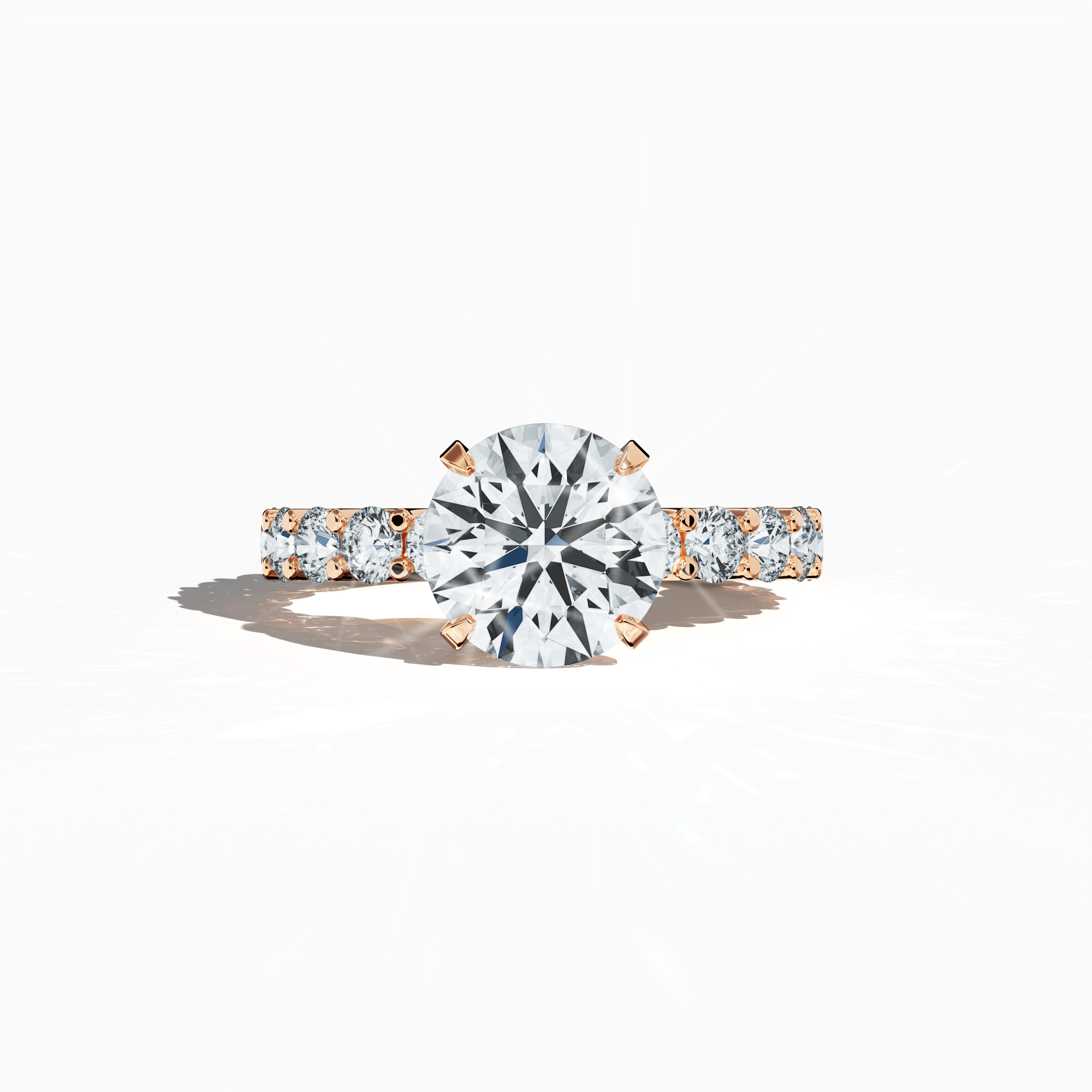 Solitaire eternity ring with 3 ct center in Rose gold