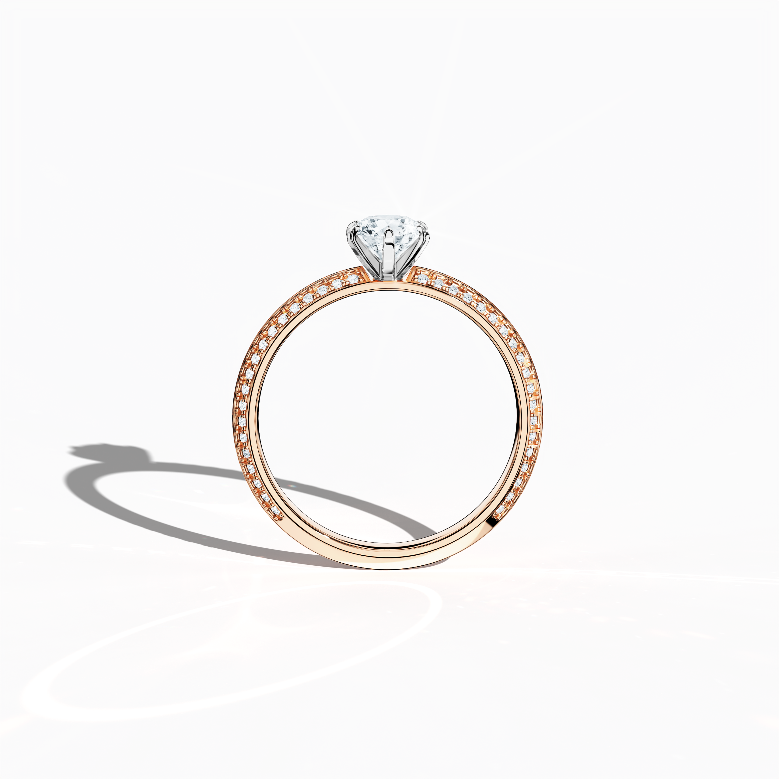 2s Solitaire ring paved-0.50ct in Rose Gold