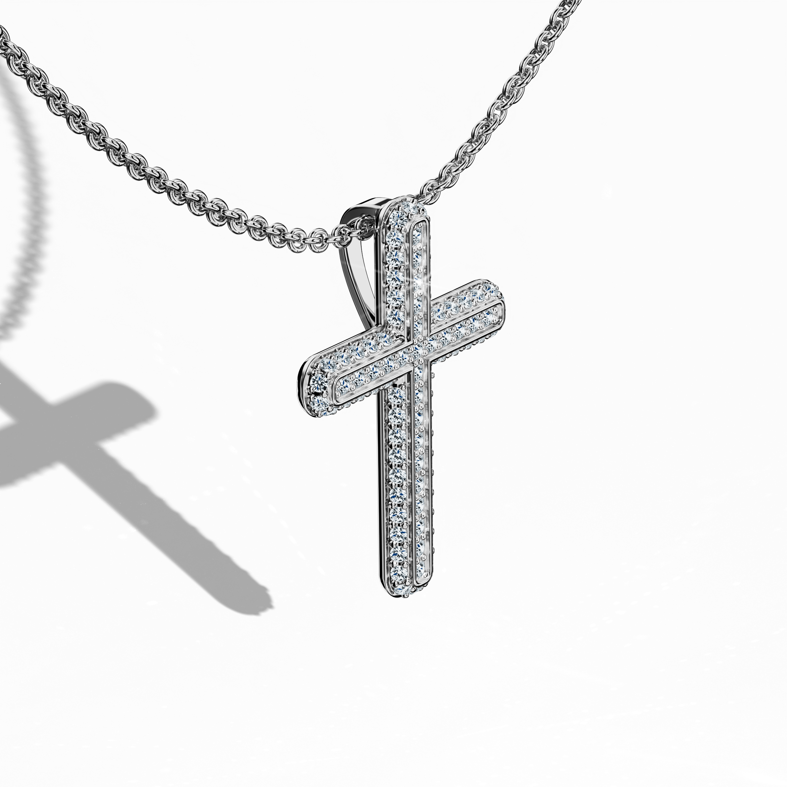 Simple cross pendent Paved in White gold