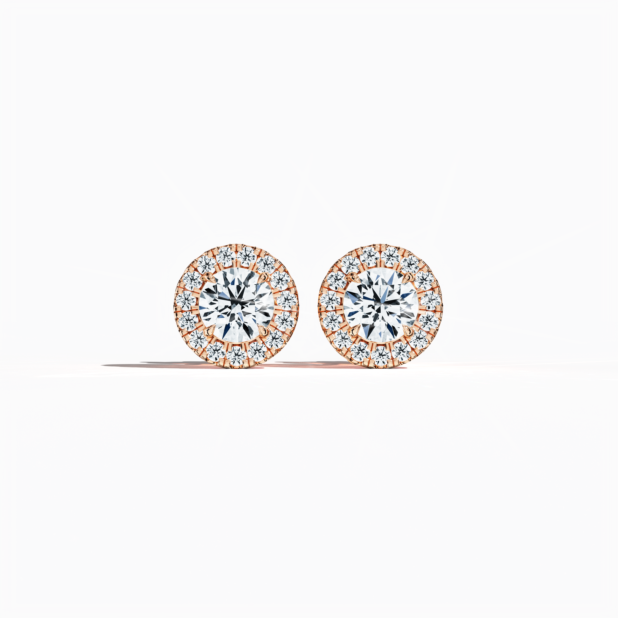 Halo Earring 1ct in Rose Gold