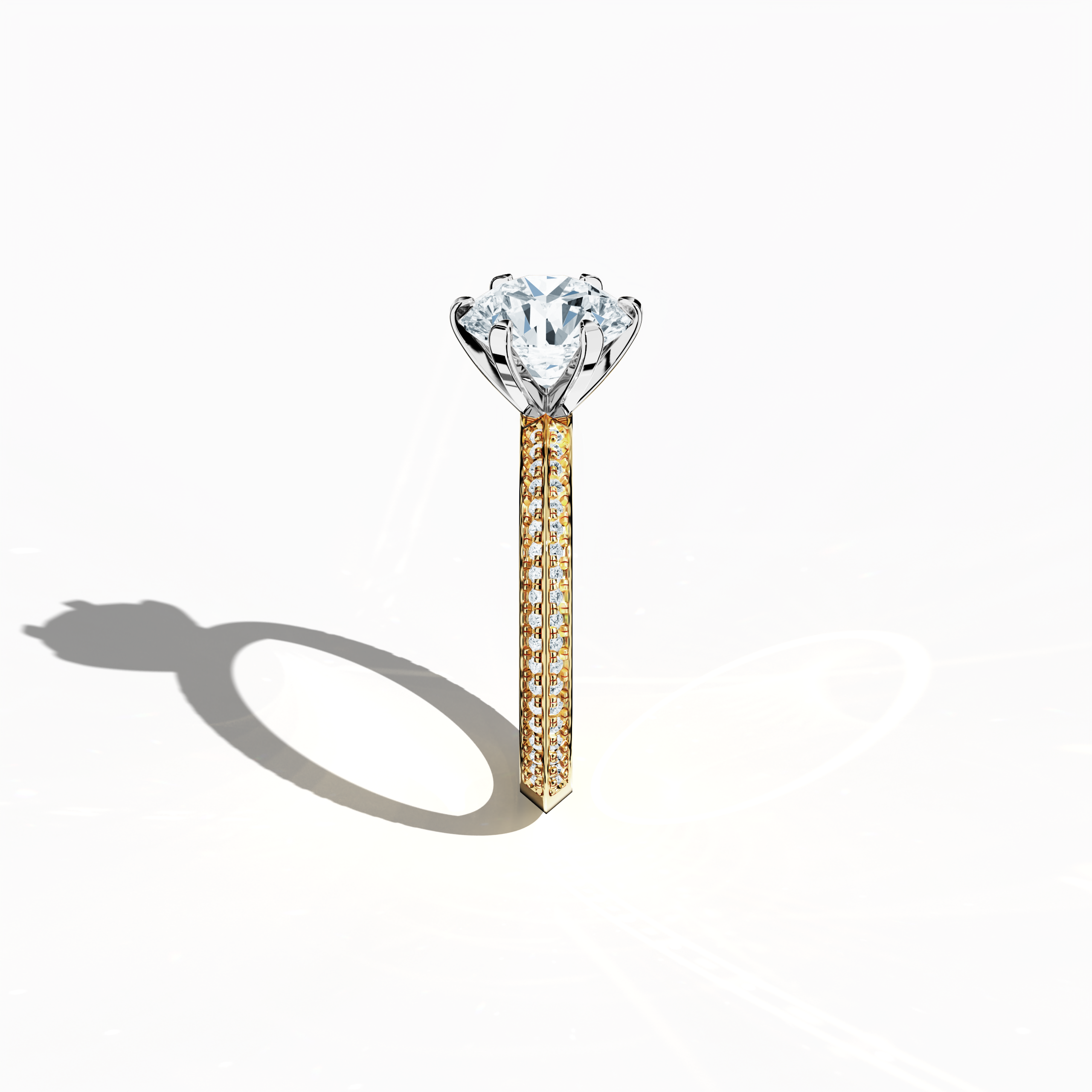 2s Solitaire ring paved-2.00ct Yellow Gold