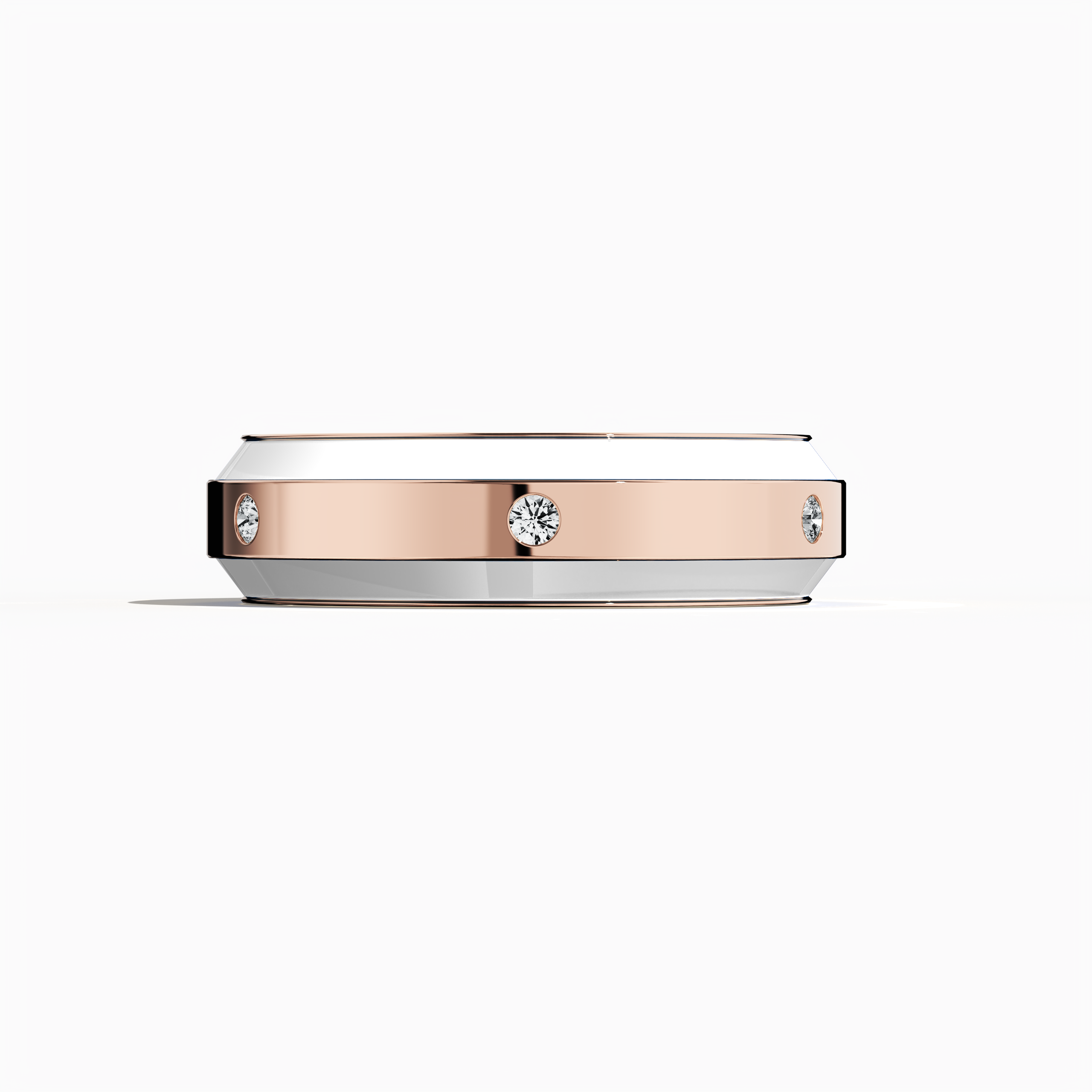 White Enamel with 6 diamonds in Rose Gold