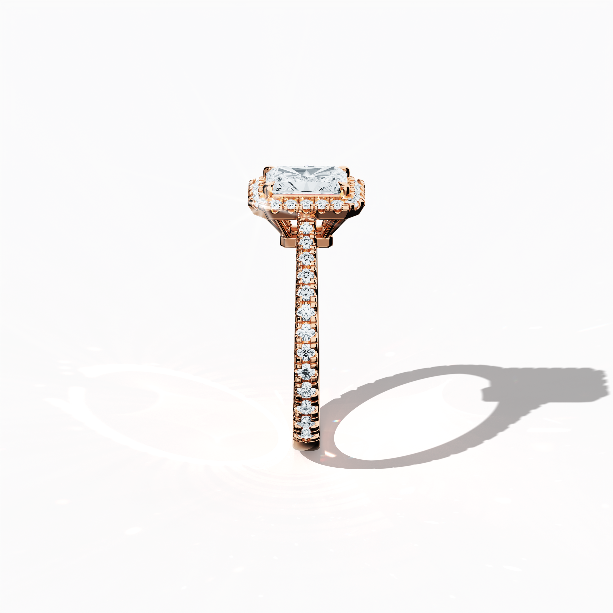 Halo Radiant Ring In Rose Gold