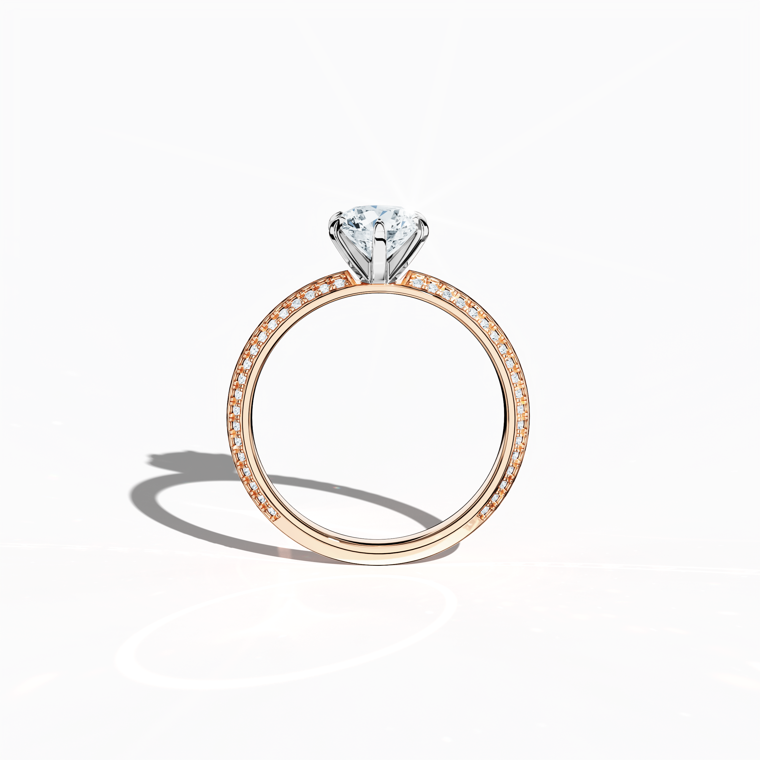 2s Solitaire ring paved - 1.00ct in Rose Gold