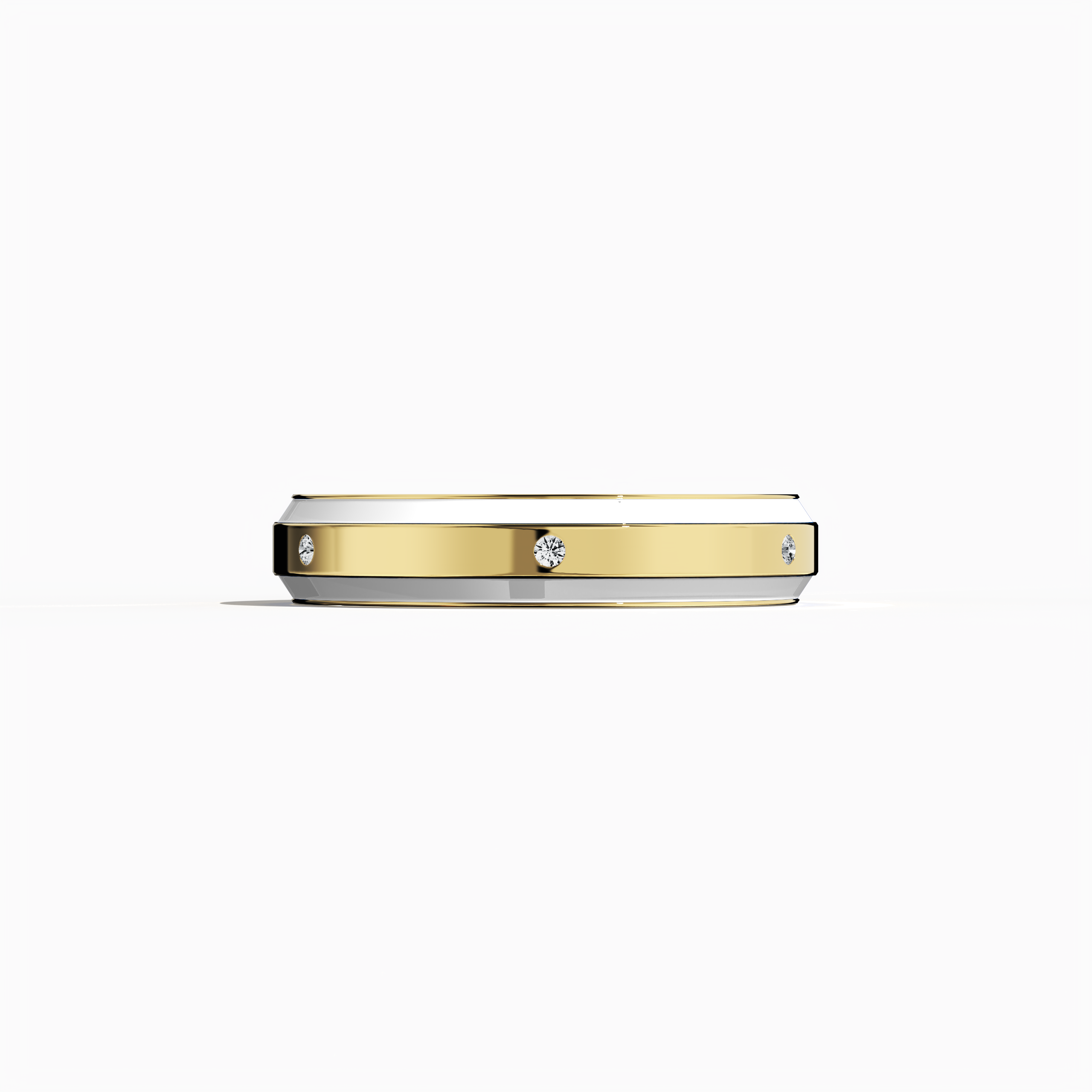 White Enamel 6 diamond ring in Yellow Gold for Her