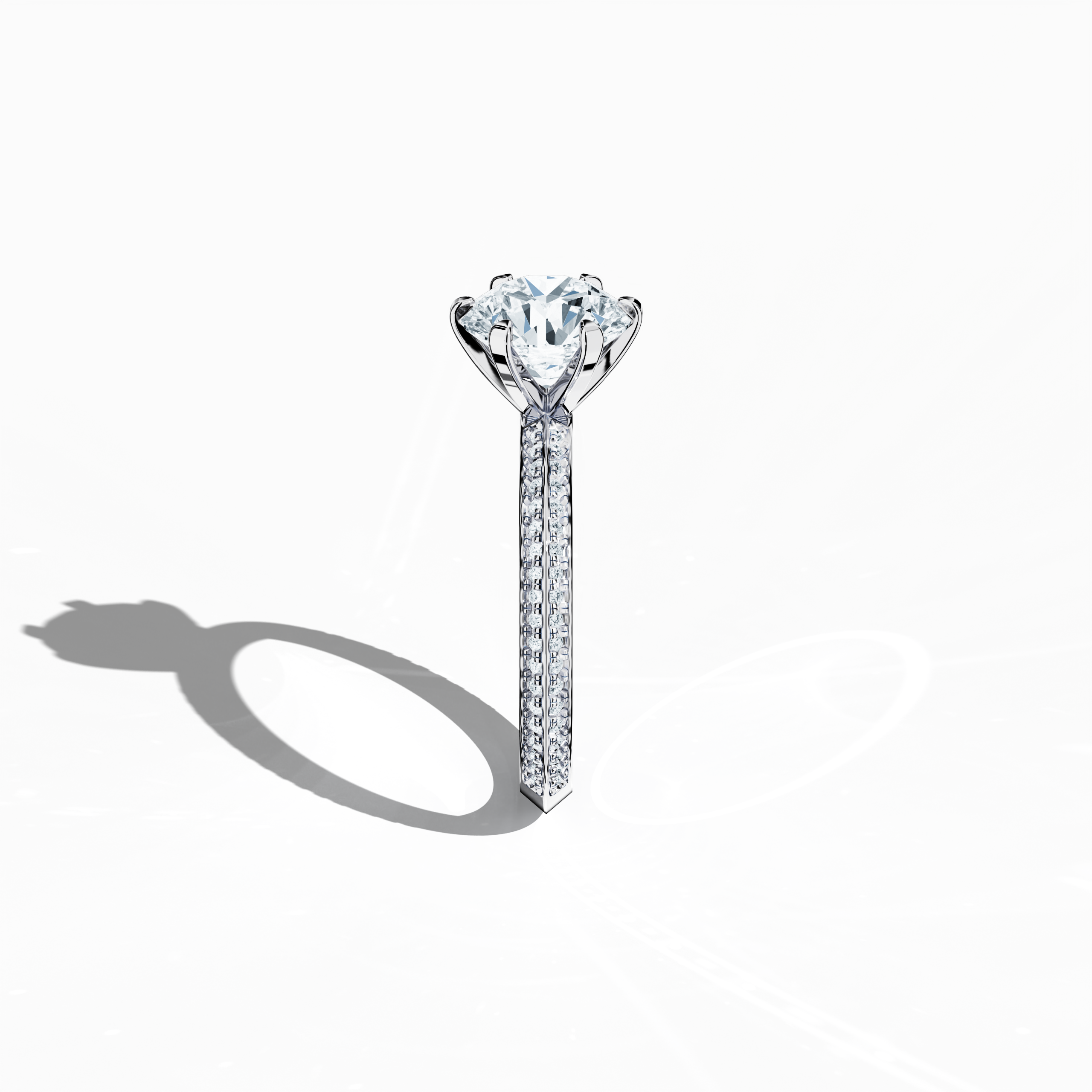 2s Solitaire ring paved-2.00ct White Gold