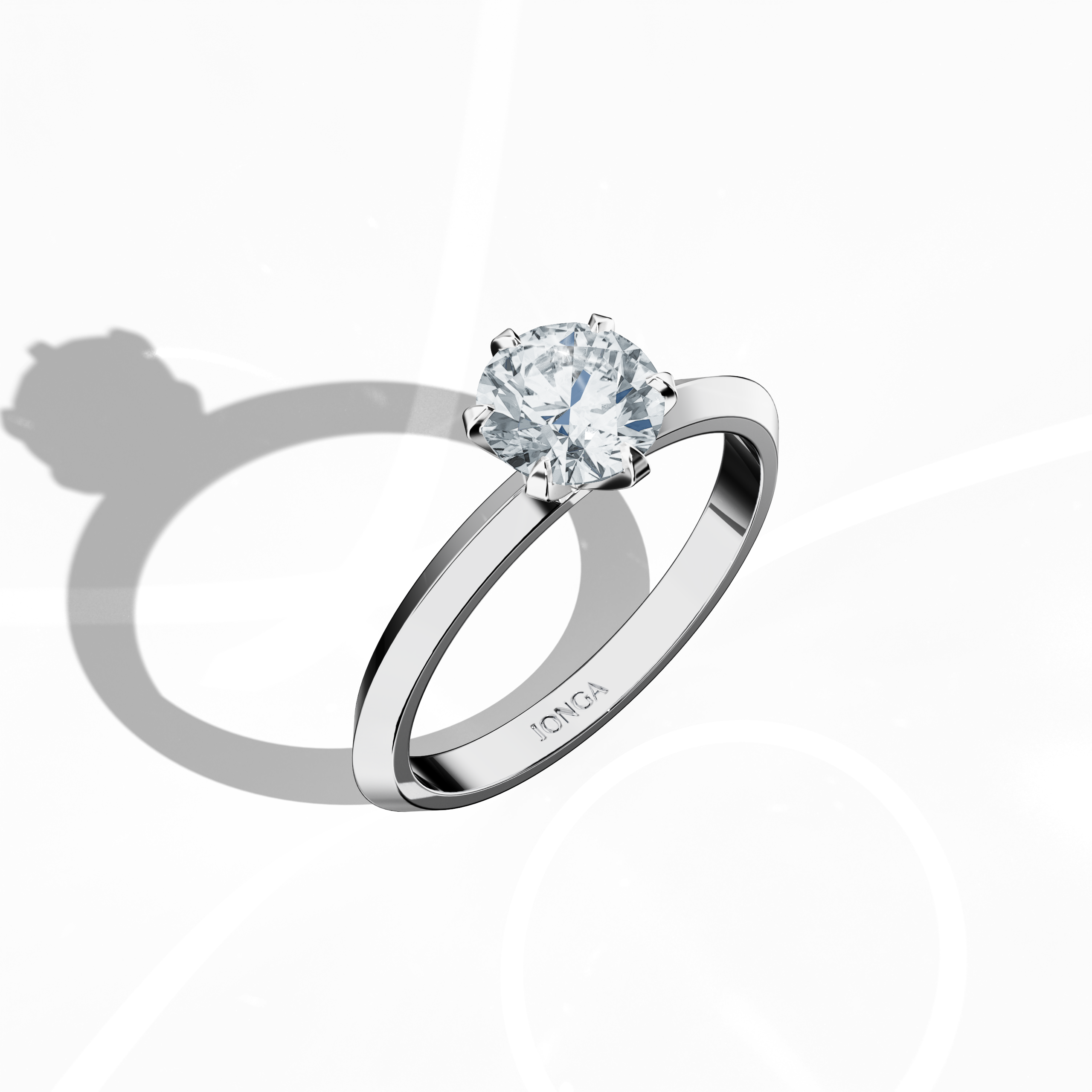 2 step Solitaire Ring 2 ct in White gold