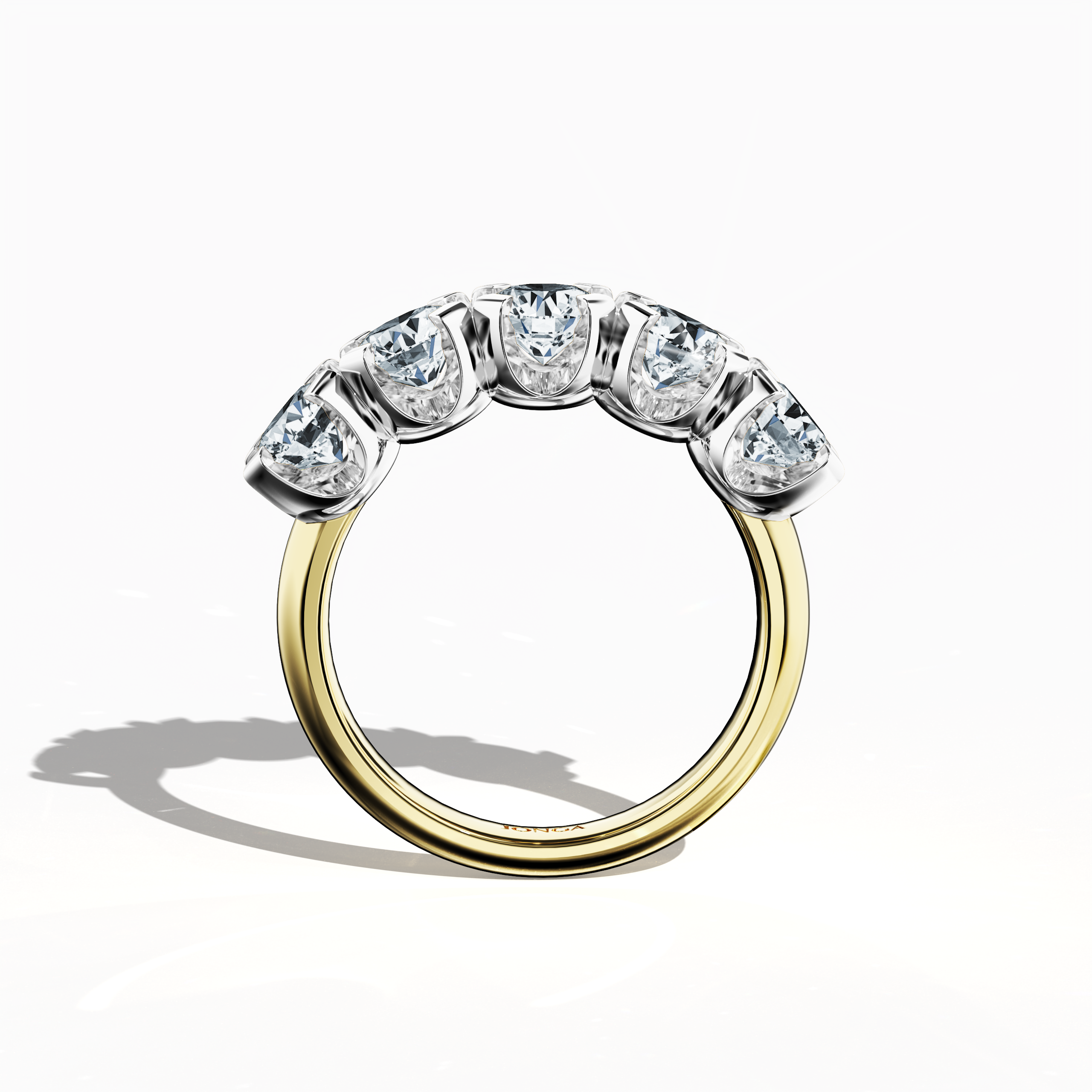 Five crown 0.50ct Yellow gold ring