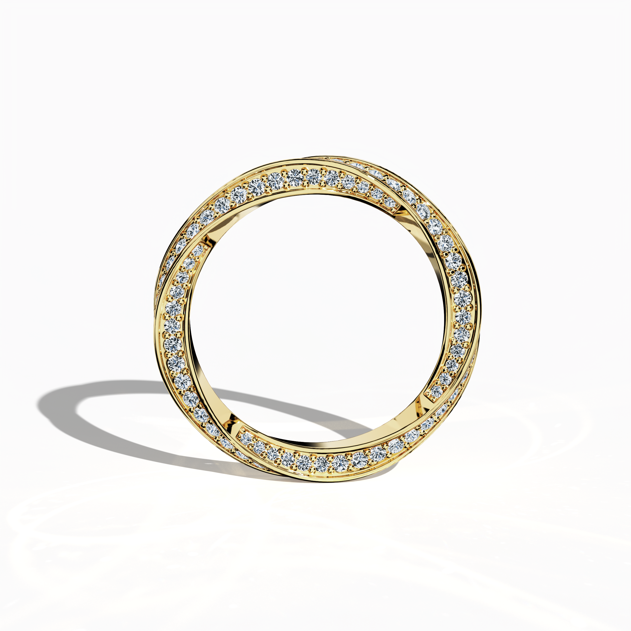 Twisted Band paved in Yellow Gold