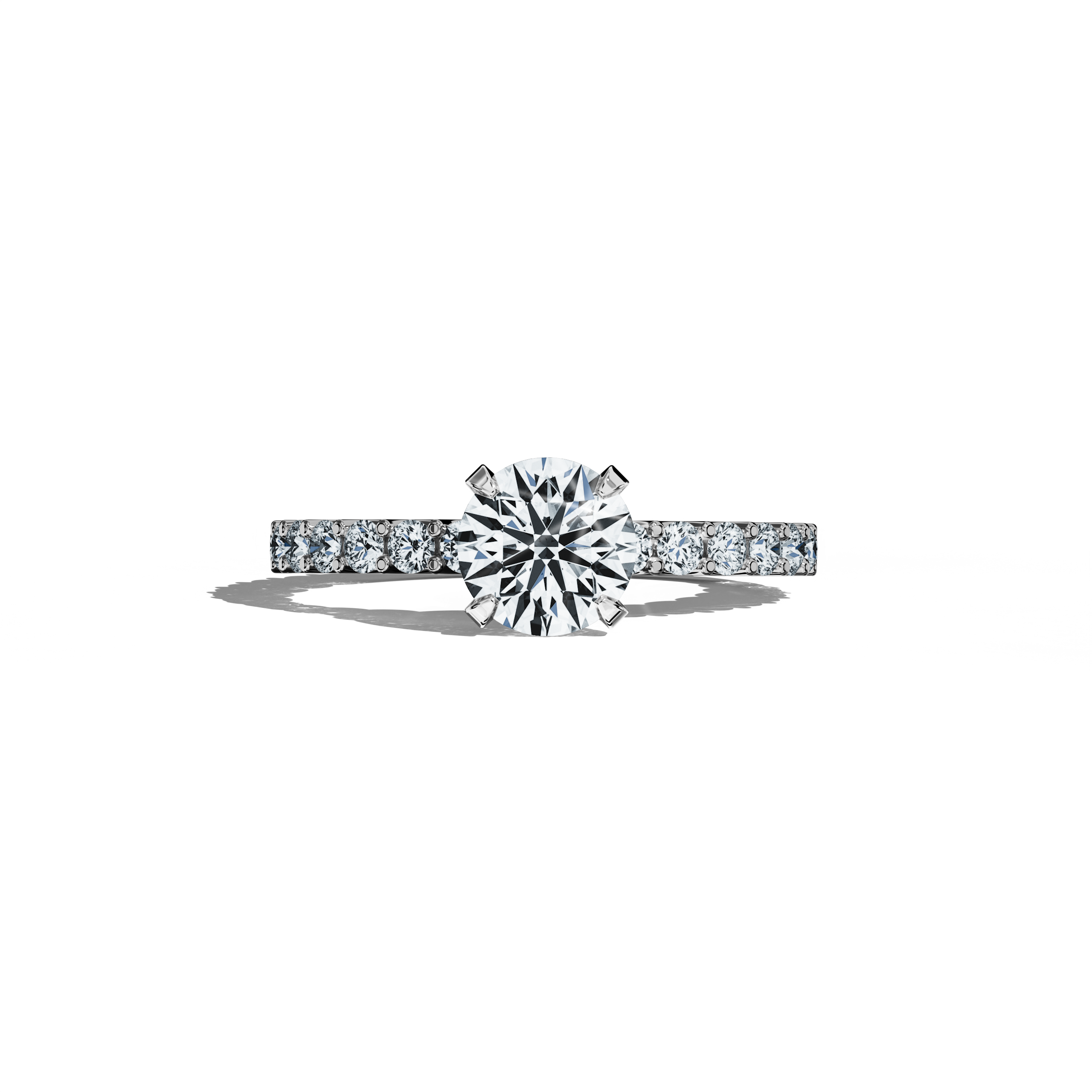 Solitaire Eternity Ring with 1 ct center in White Gold