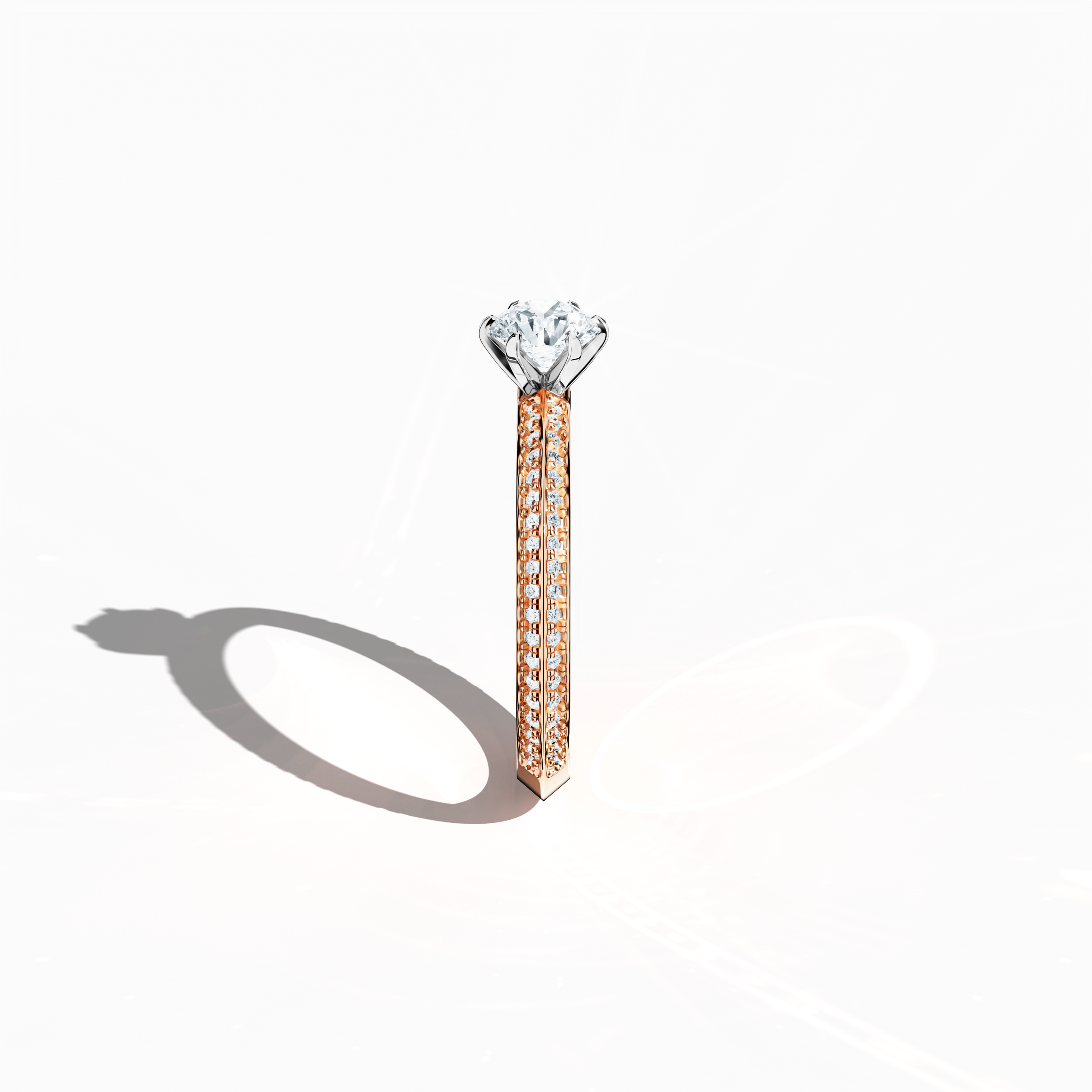 2s Solitaire ring paved-0.50ct in Rose Gold