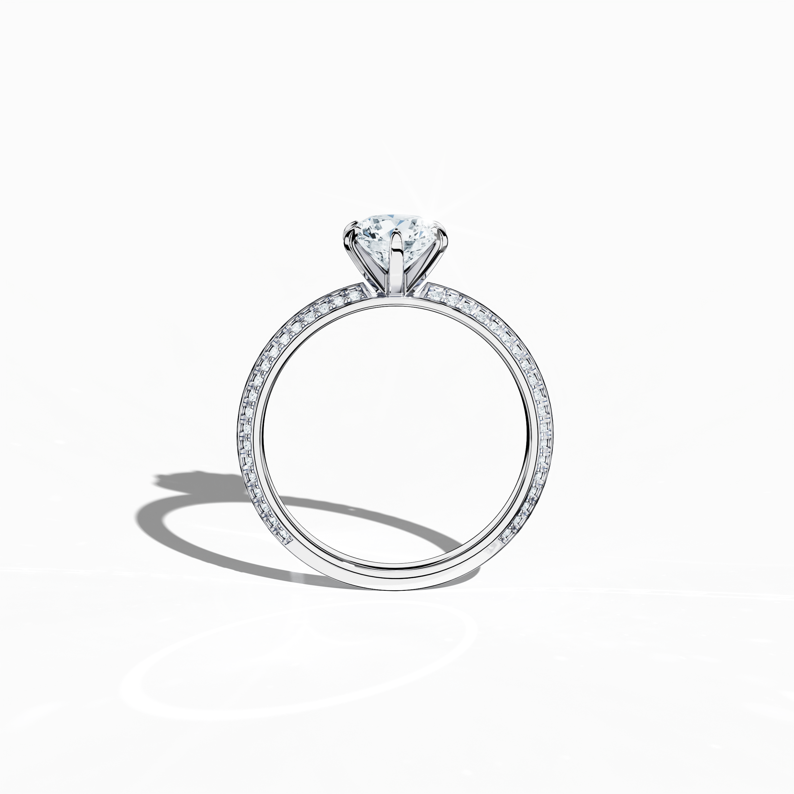 2s Solitaire ring paved - 1.00ct in White Gold