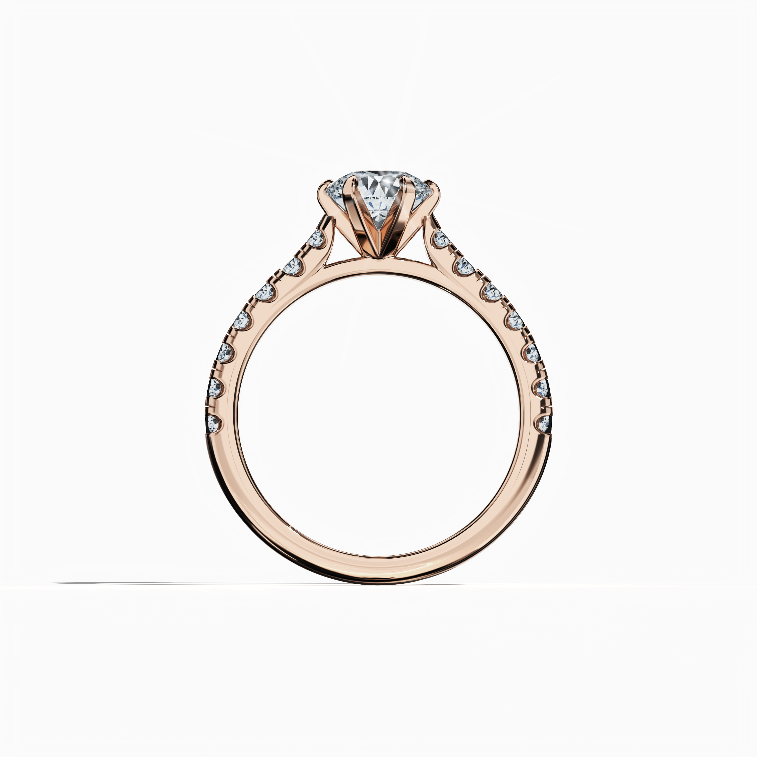 Slim Paved Solitaire Ring with 1 ct diamond in Rose gold