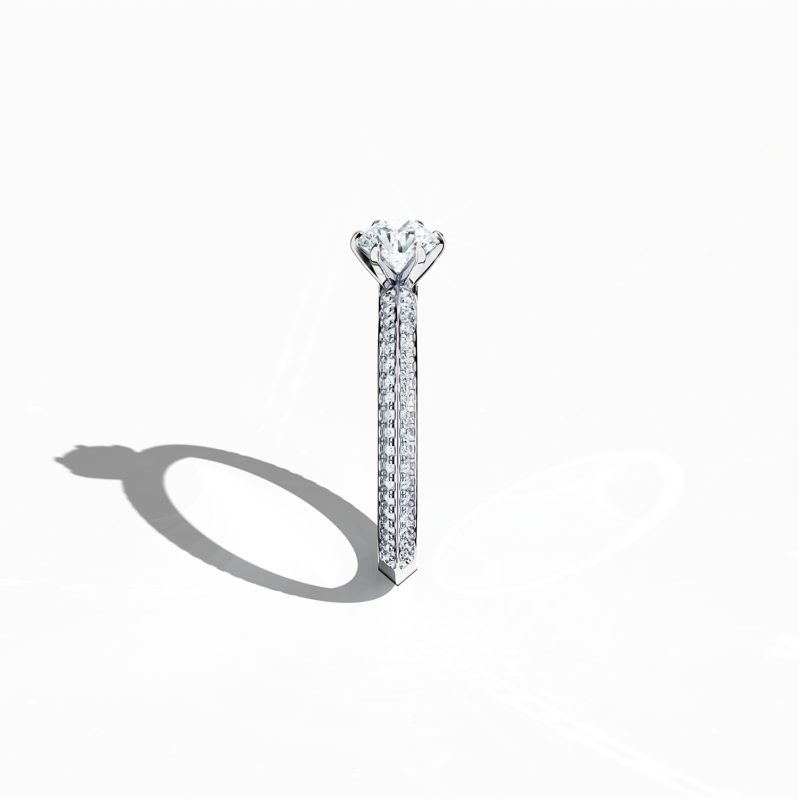 2s Solitaire ring paved-0.50ct in White Gold