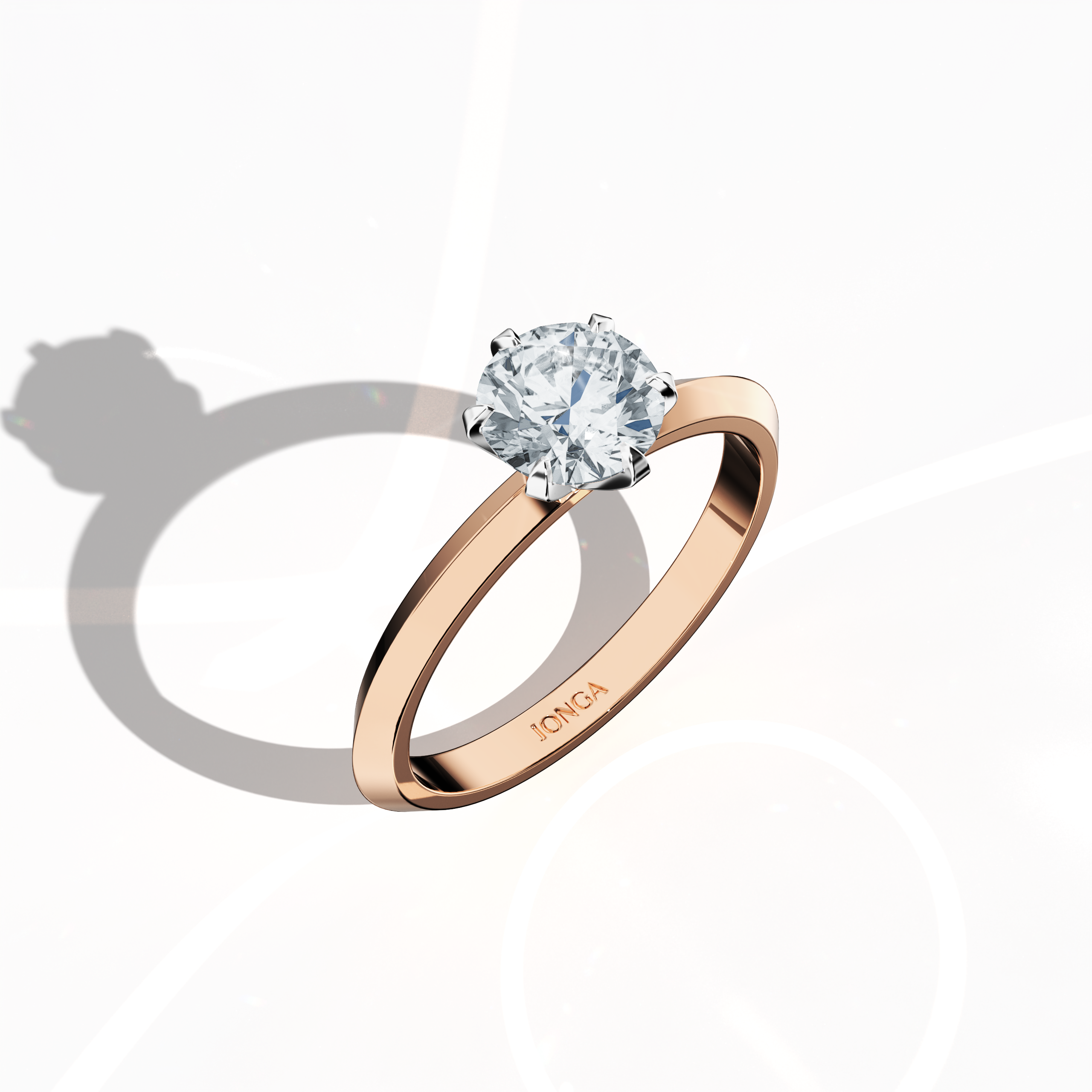 2 step Solitaire Ring 1 ct in rose gold