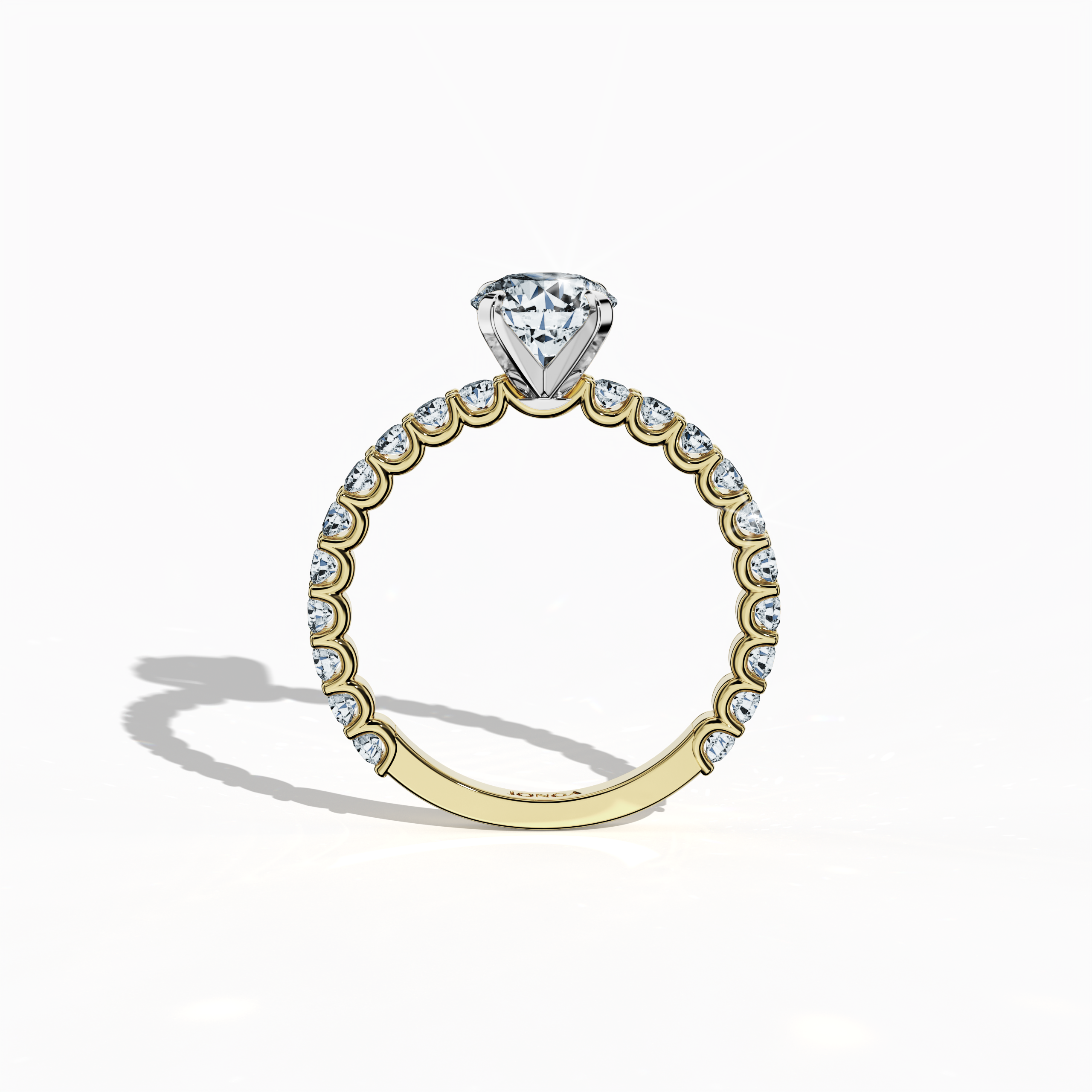 Solitaire Eternity Ring with 1 ct center in Yellow Gold