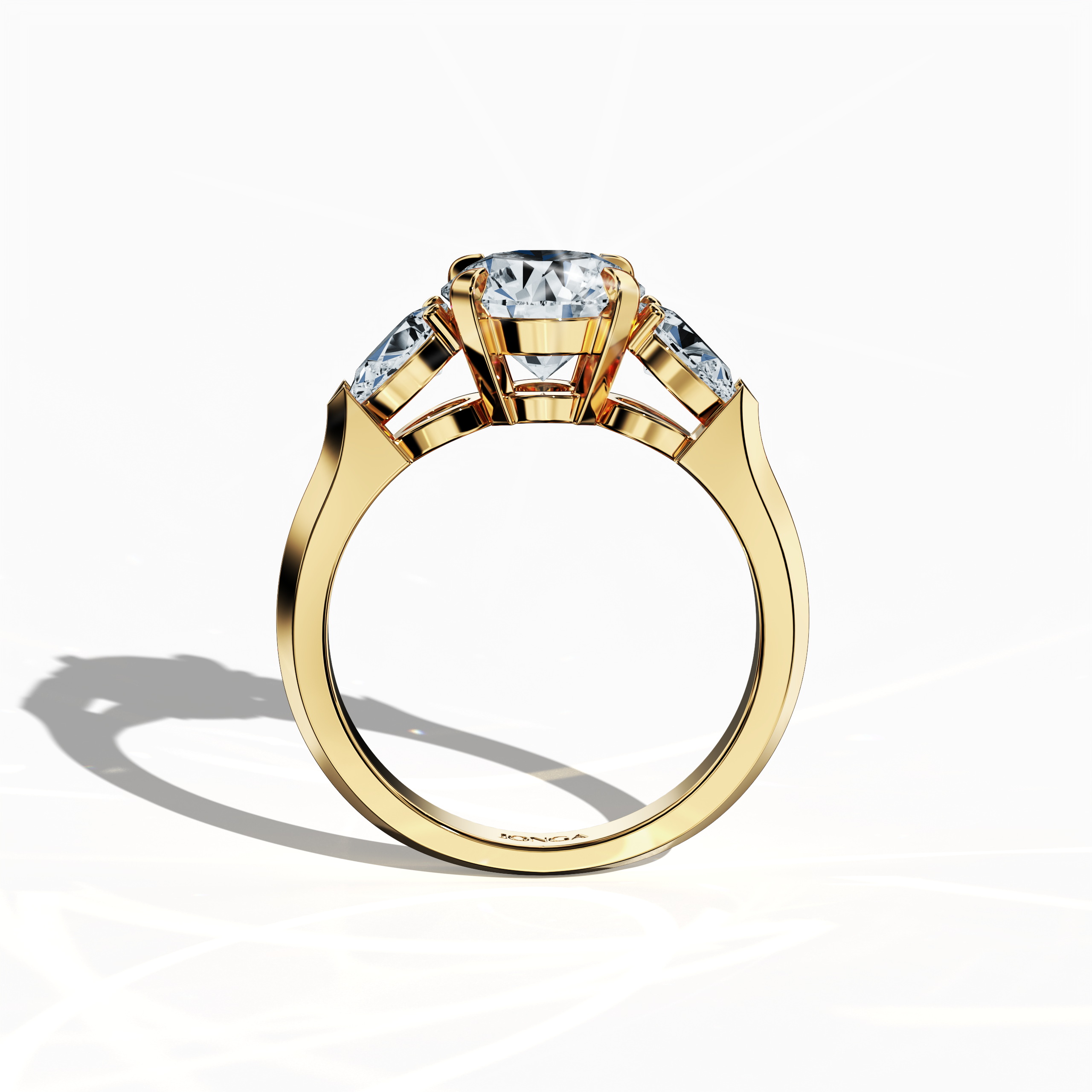 Round 2 ct Trio Ring Yellow Gold