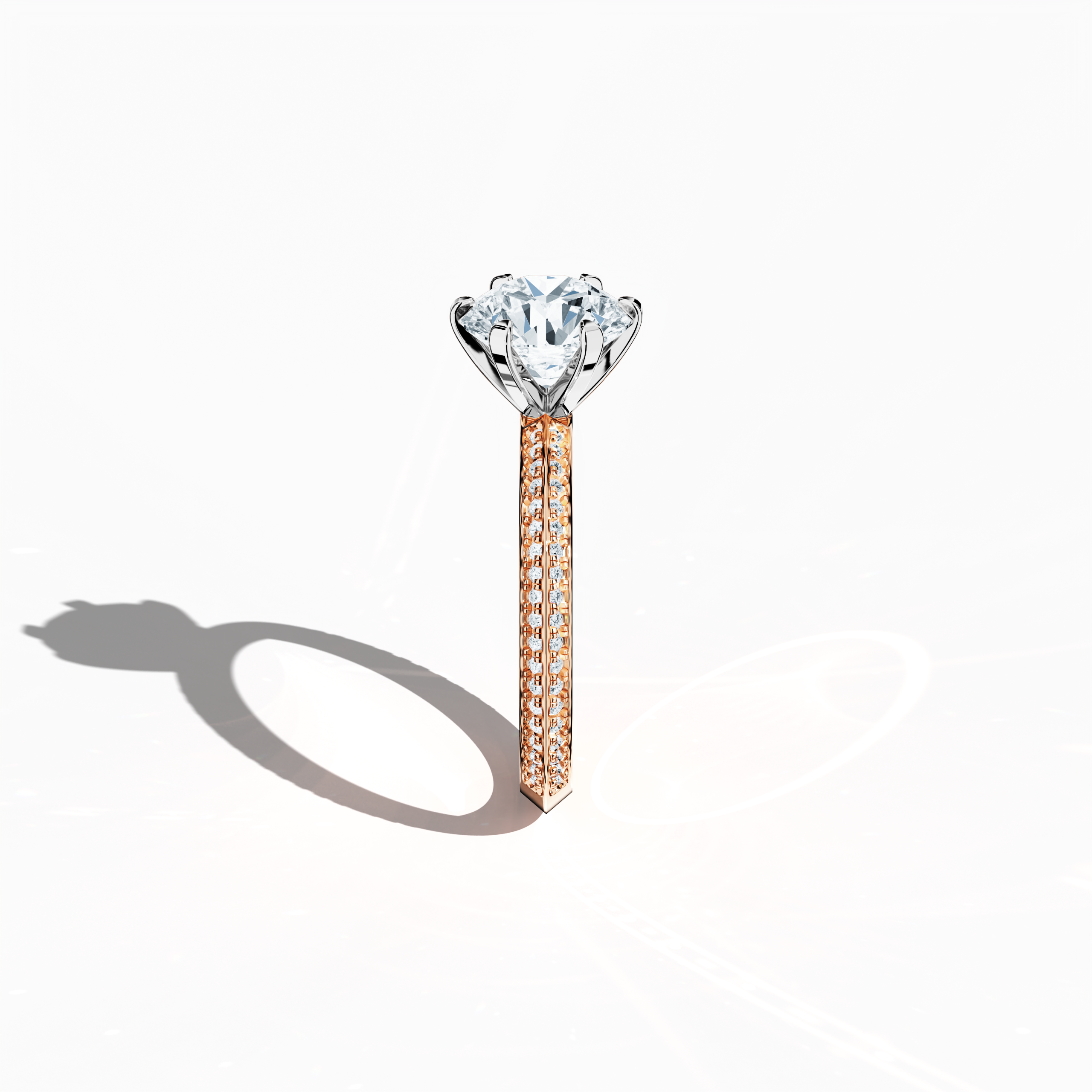 2s Solitaire ring paved-2.00ct Rose Gold