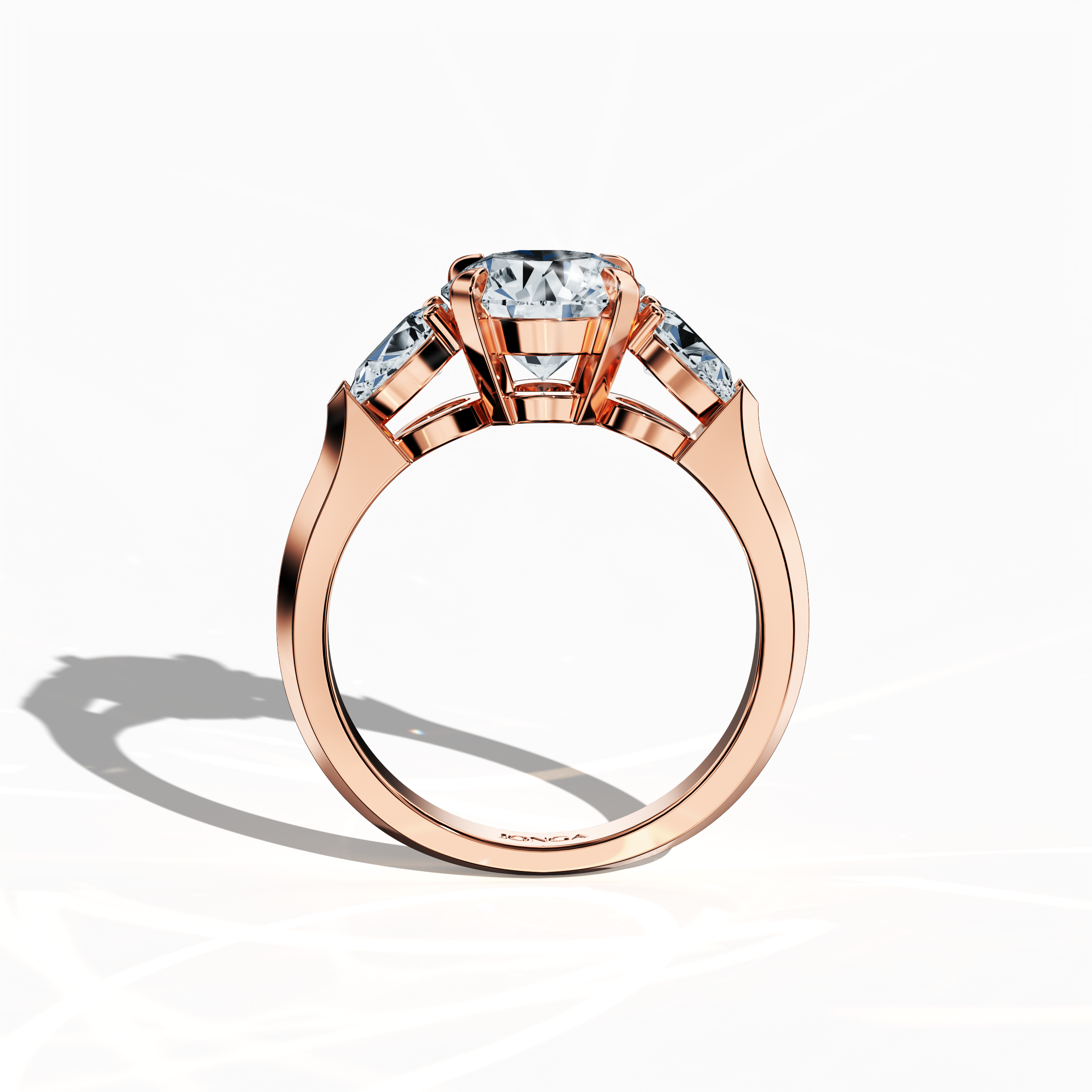 Round 2 ct Trio Ring Rose Gold