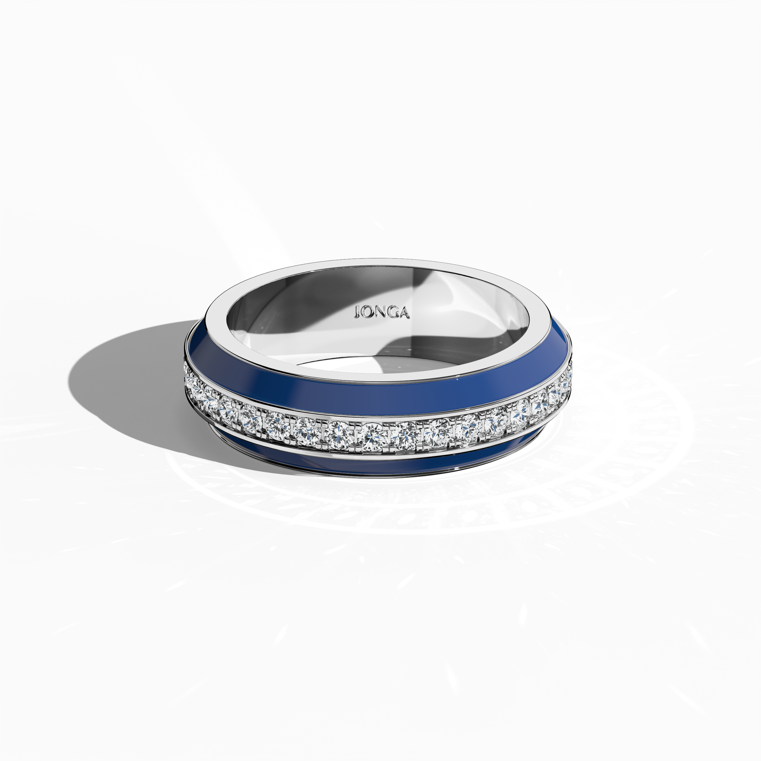 Jonga Blue Enamel Paved in White Gold