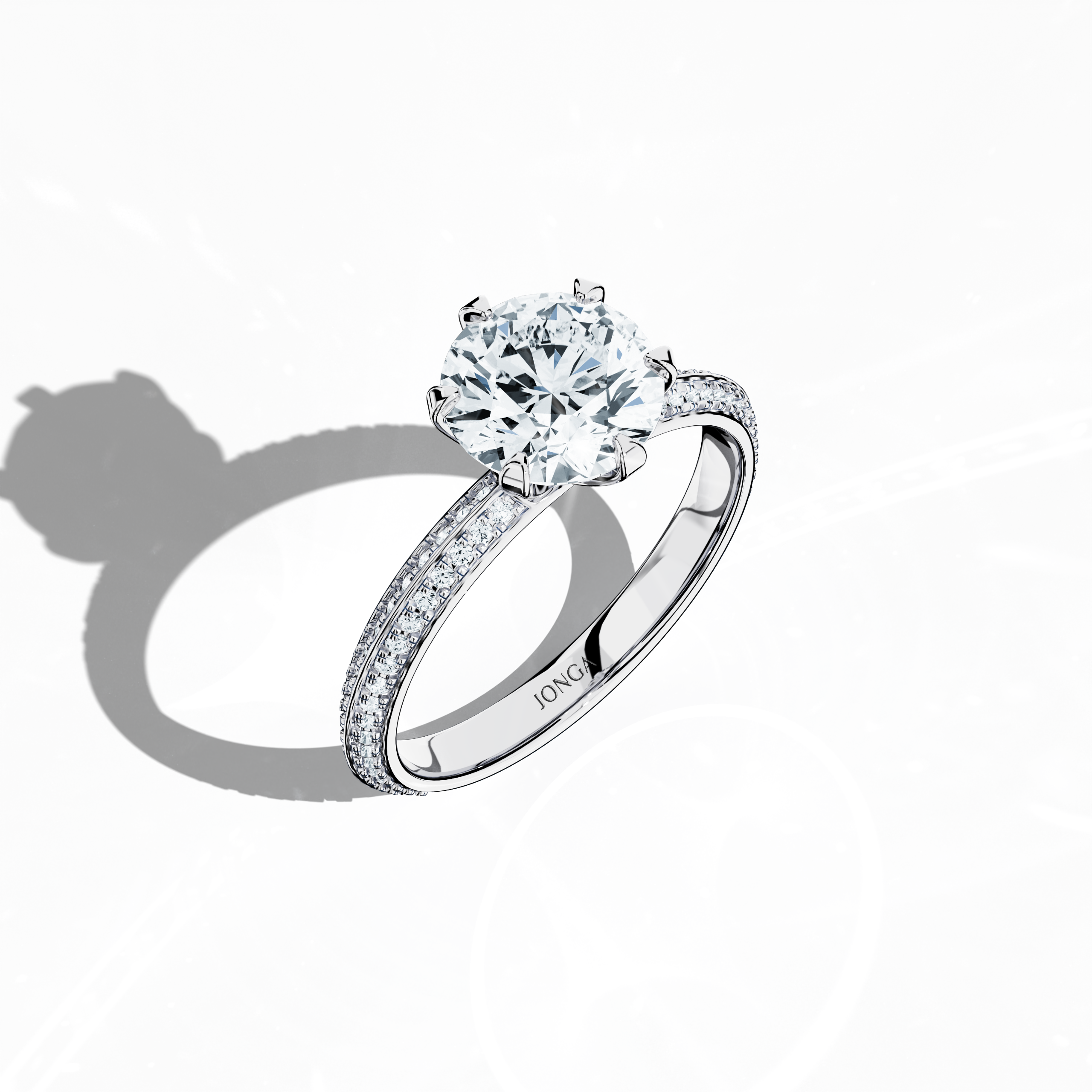 2s Solitaire ring paved-2.00ct White Gold