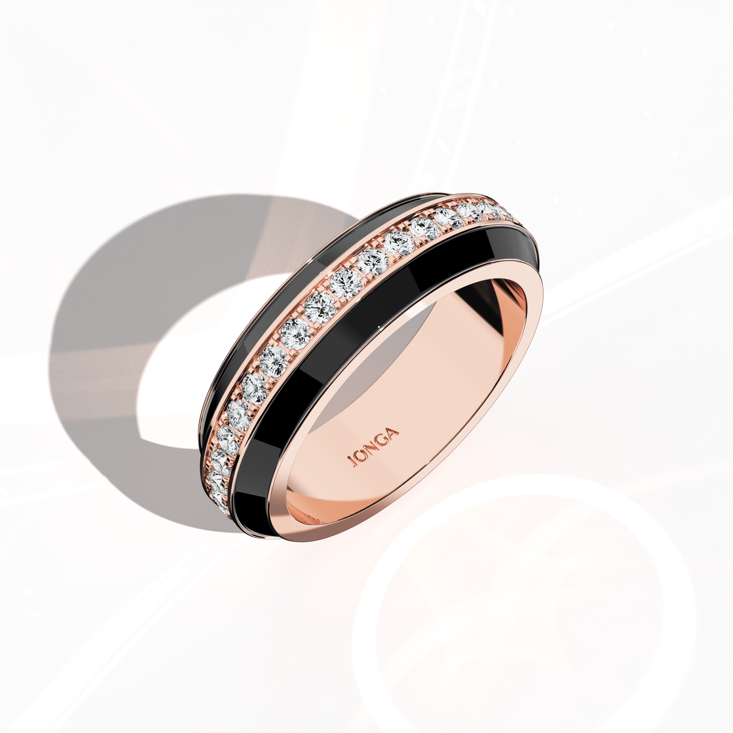 Black Enamel Paved in Rose Gold