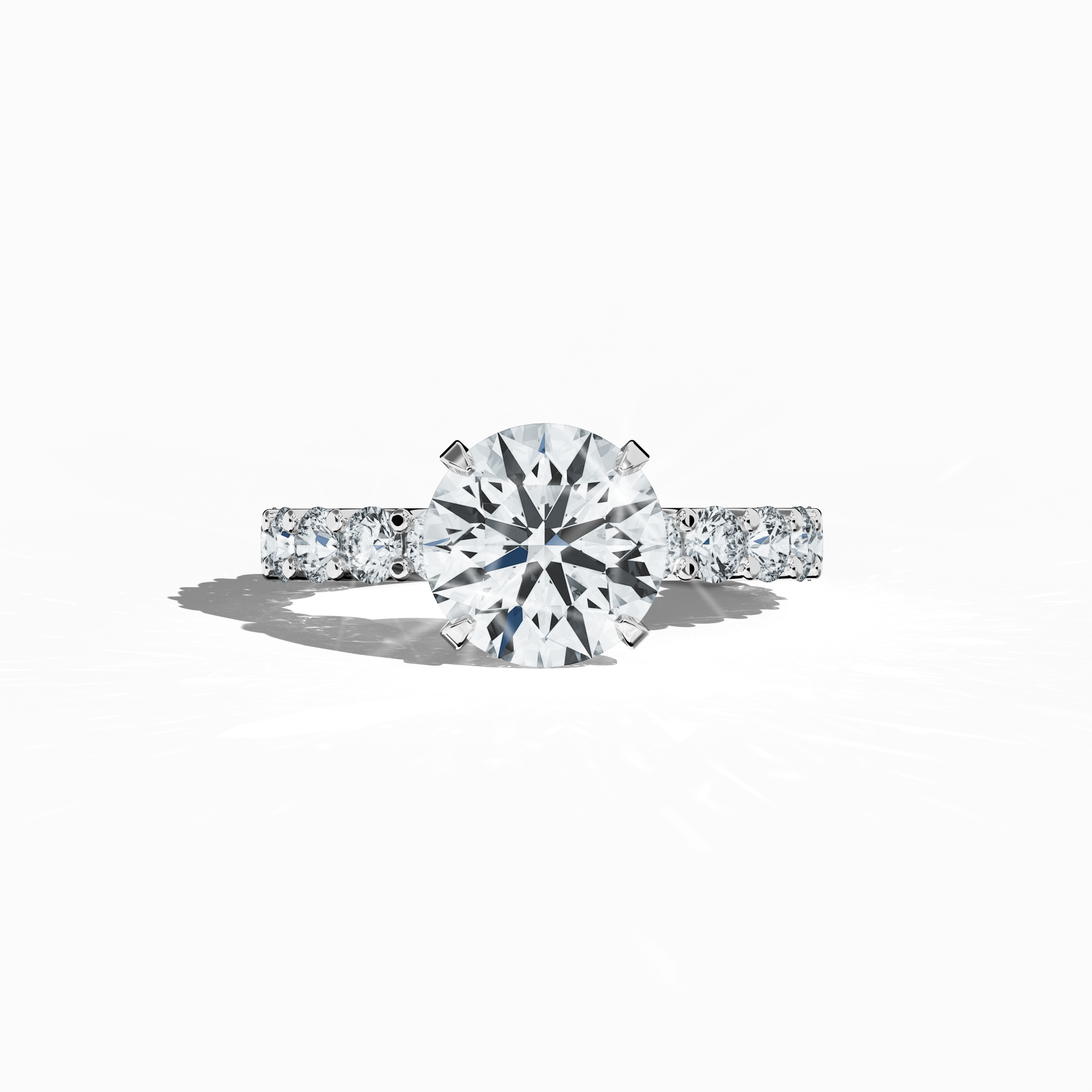 Solitaire eternity ring with 3 ct center in white gold