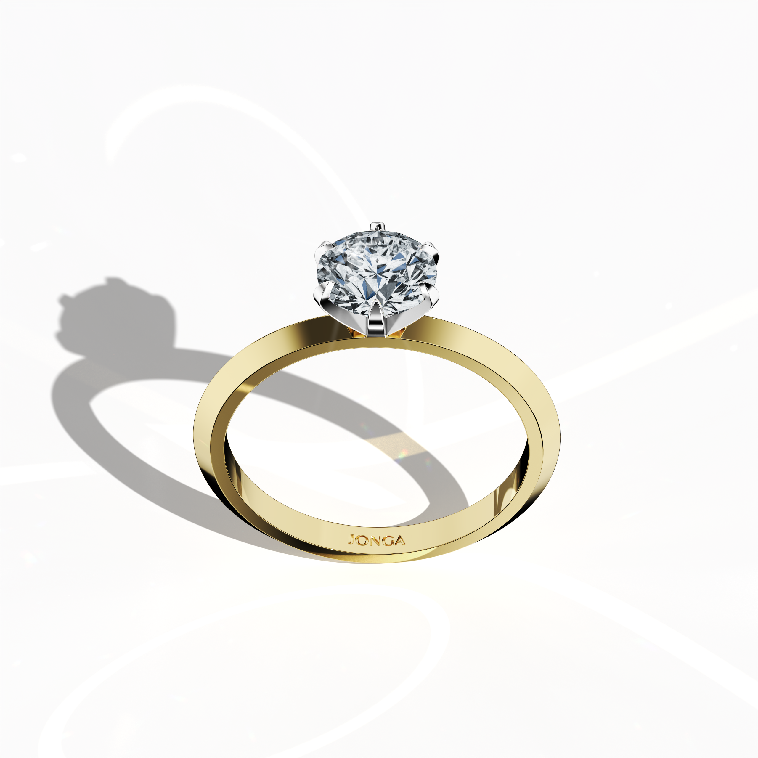 2 step Solitaire Ring 1 ct in Yellow gold