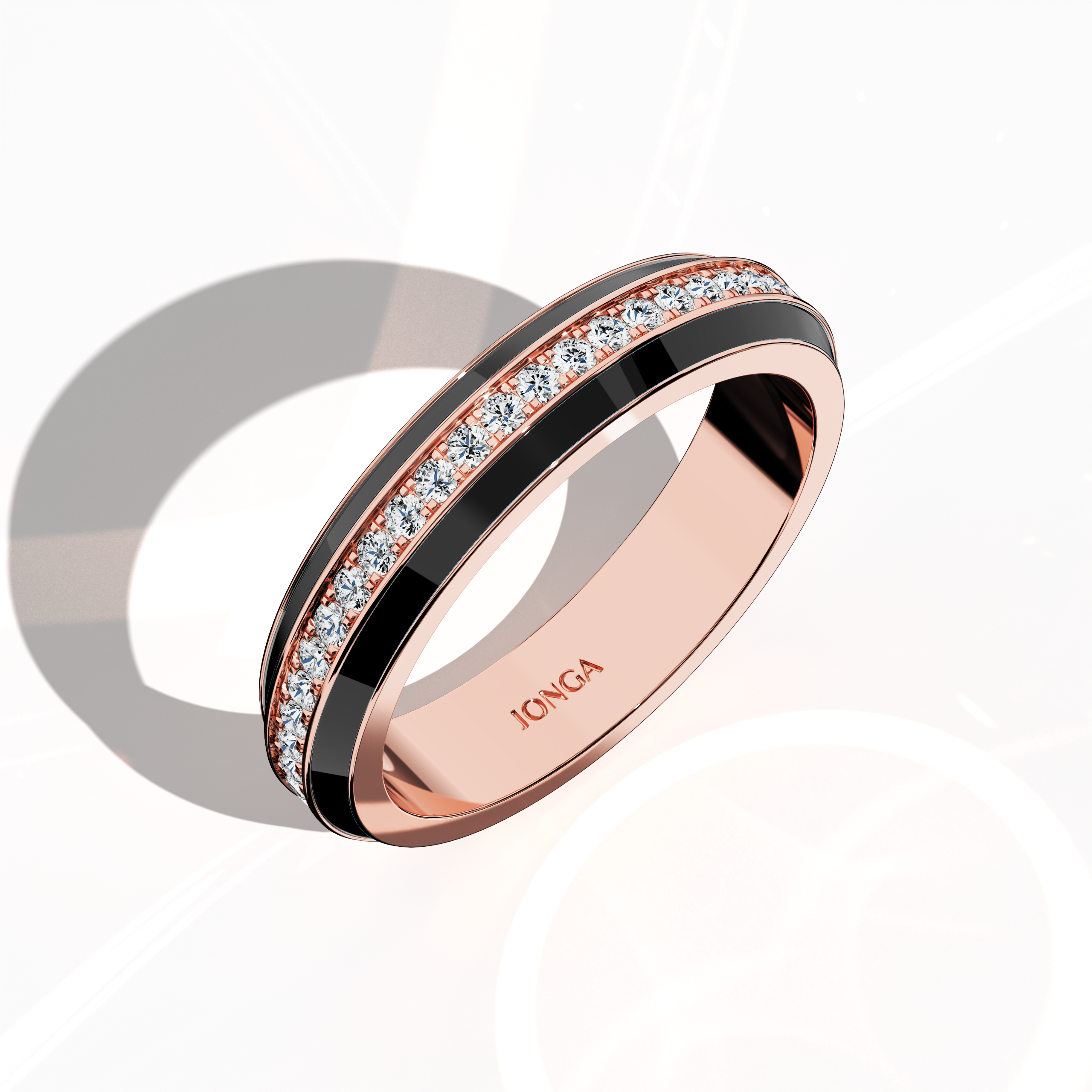 Black Enamel Paved in Rose Gold for Her