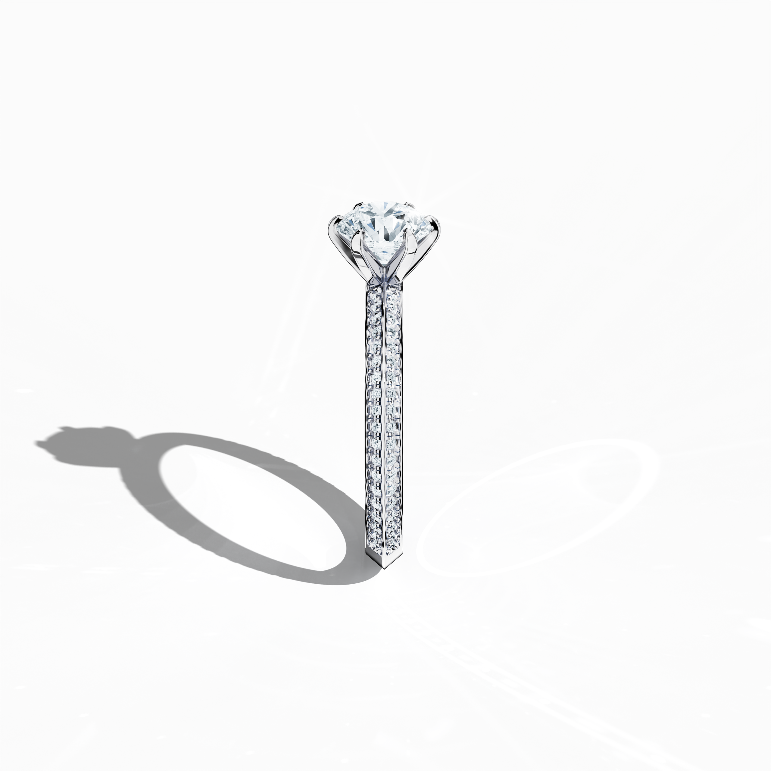 2s Solitaire ring paved - 1.00ct in White Gold