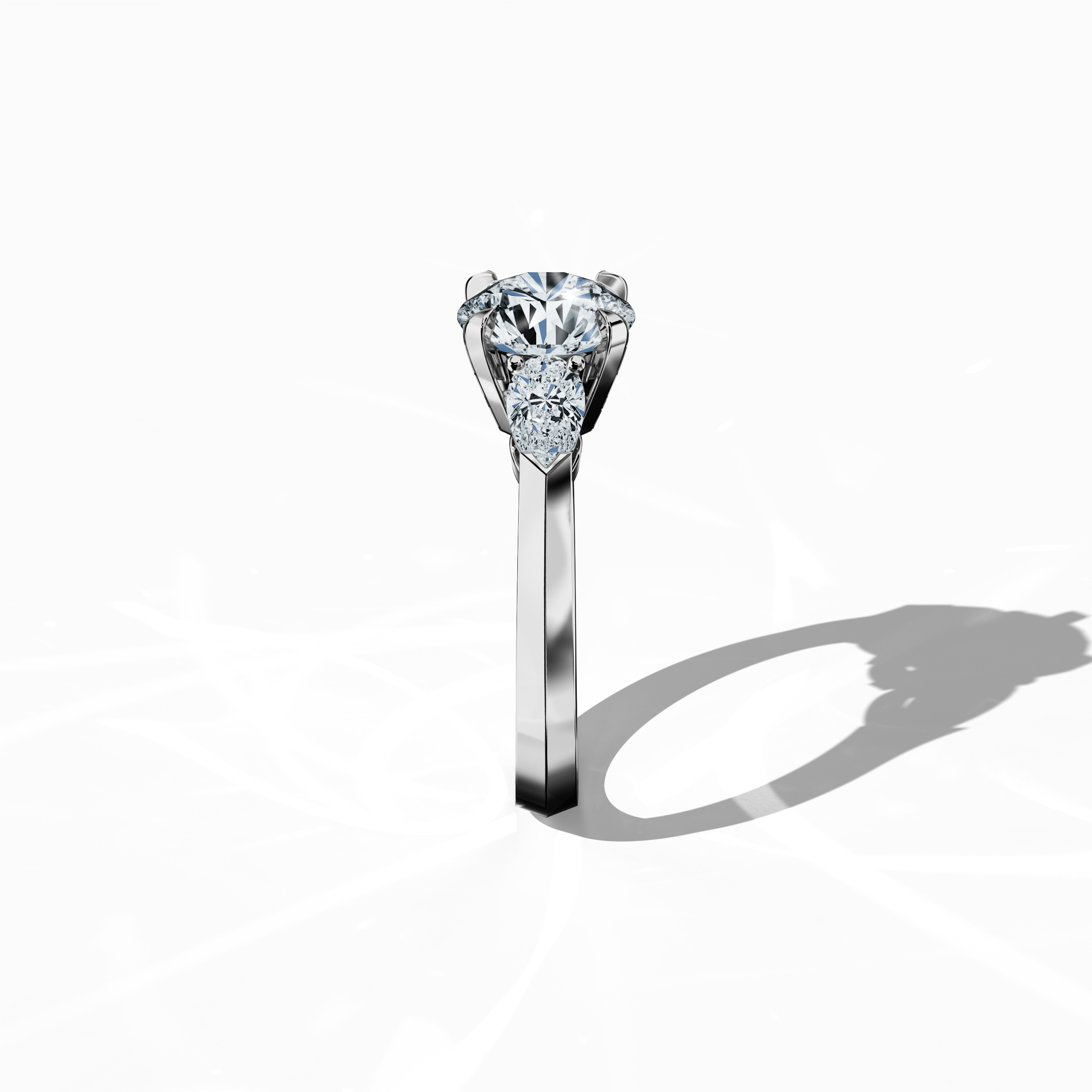 Round 2 ct Trio Ring White Gold