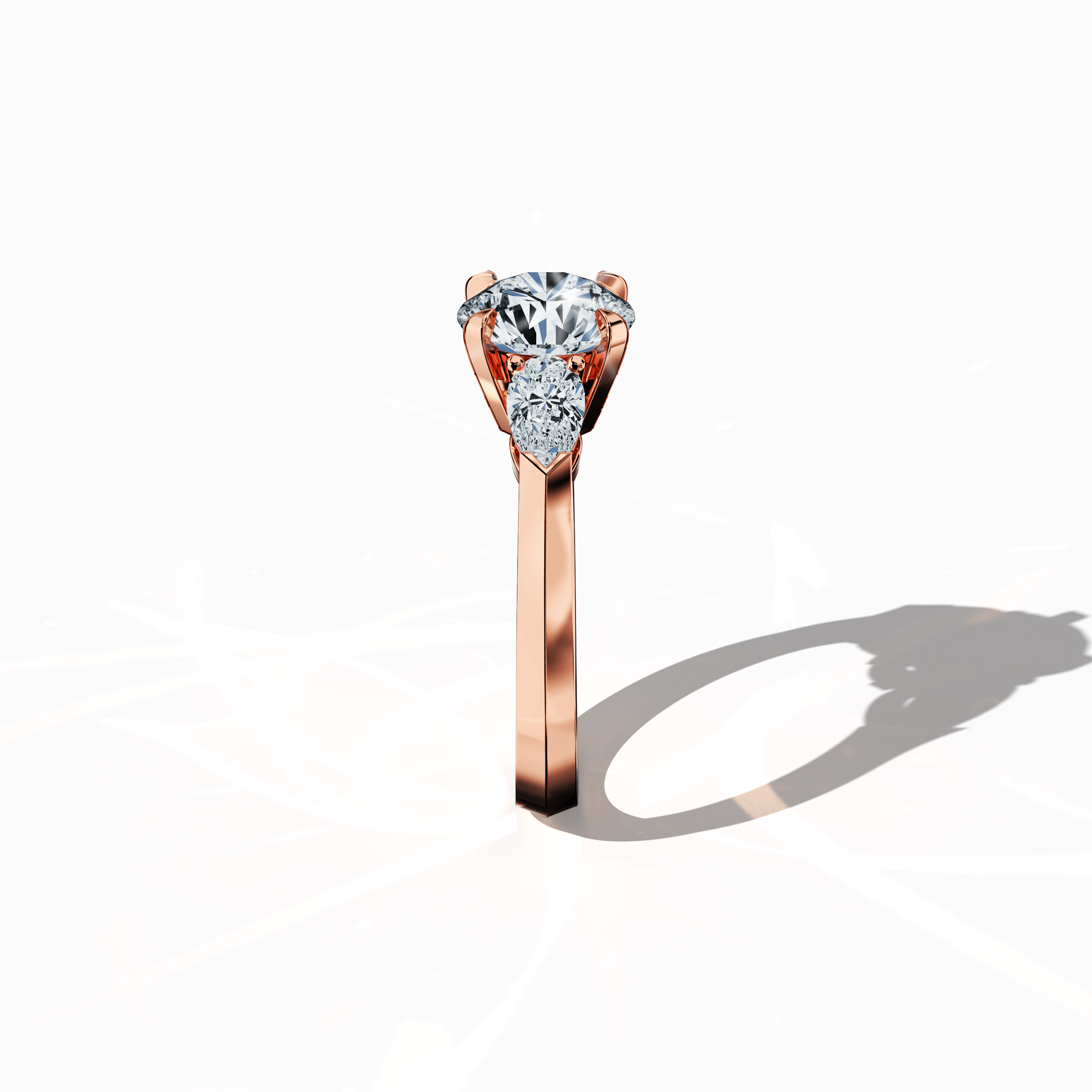 Round 2 ct Trio Ring Rose Gold