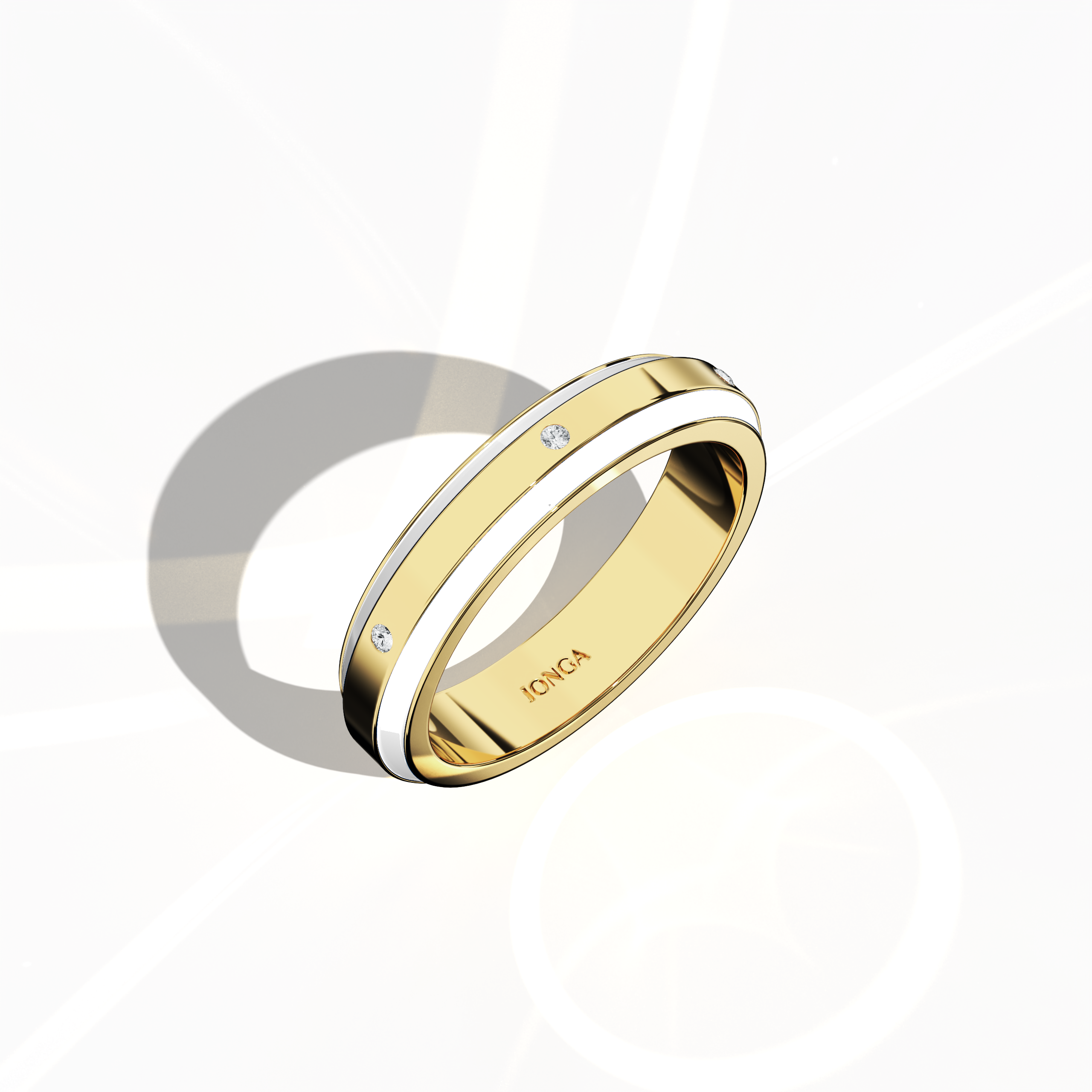 White Enamel 6 diamond ring in Yellow Gold for Her