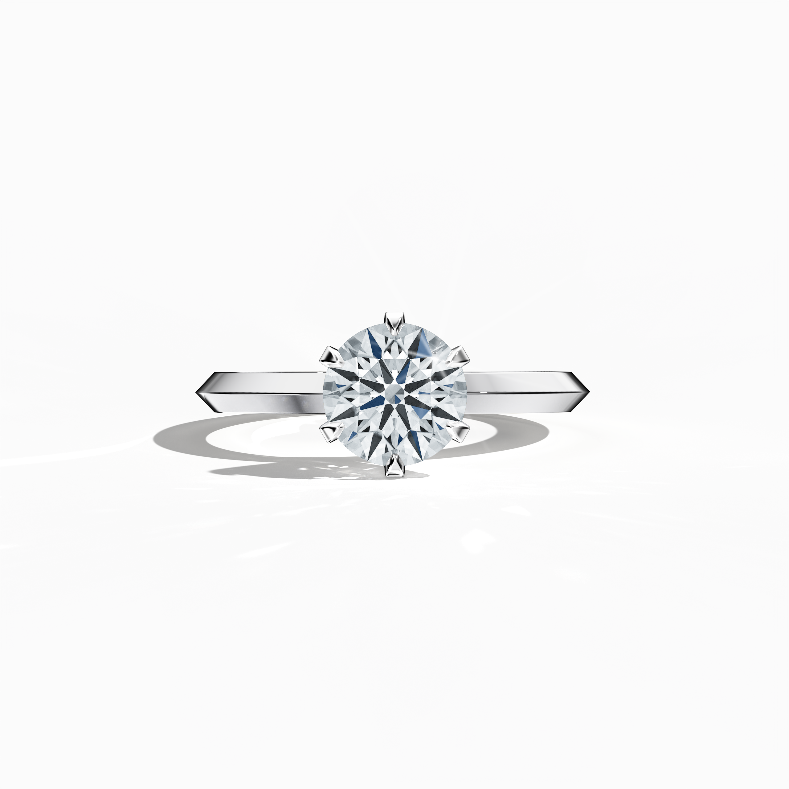 2 step Solitaire Ring 2 ct in White gold