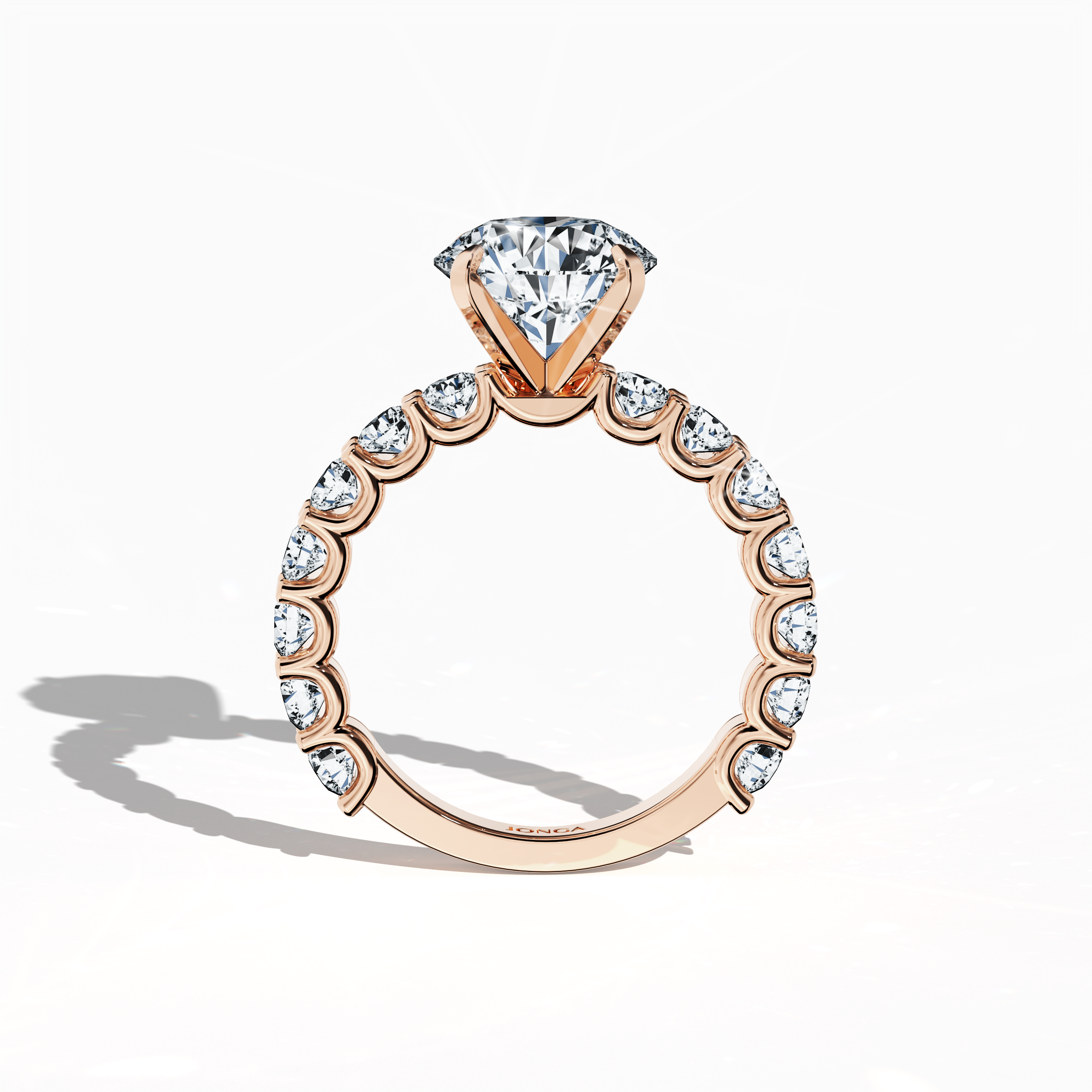 Solitaire eternity ring with 3 ct center in Rose gold