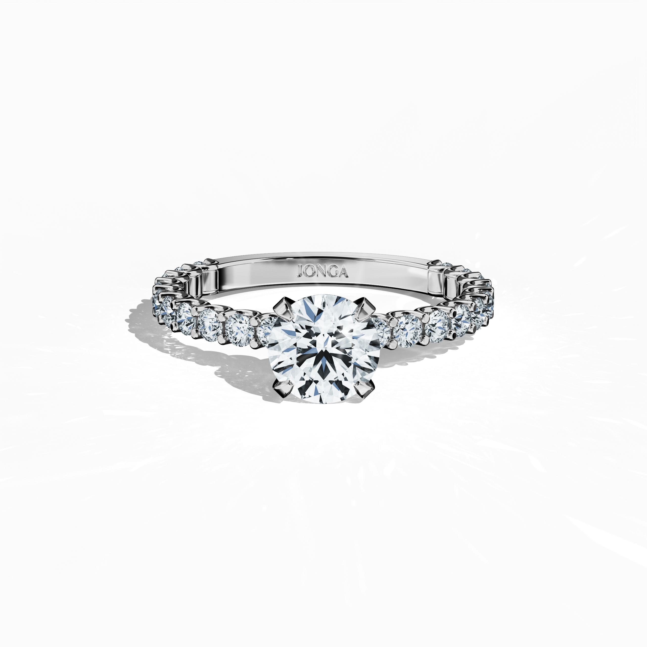 Solitaire Eternity Ring with 1 ct center in White Gold