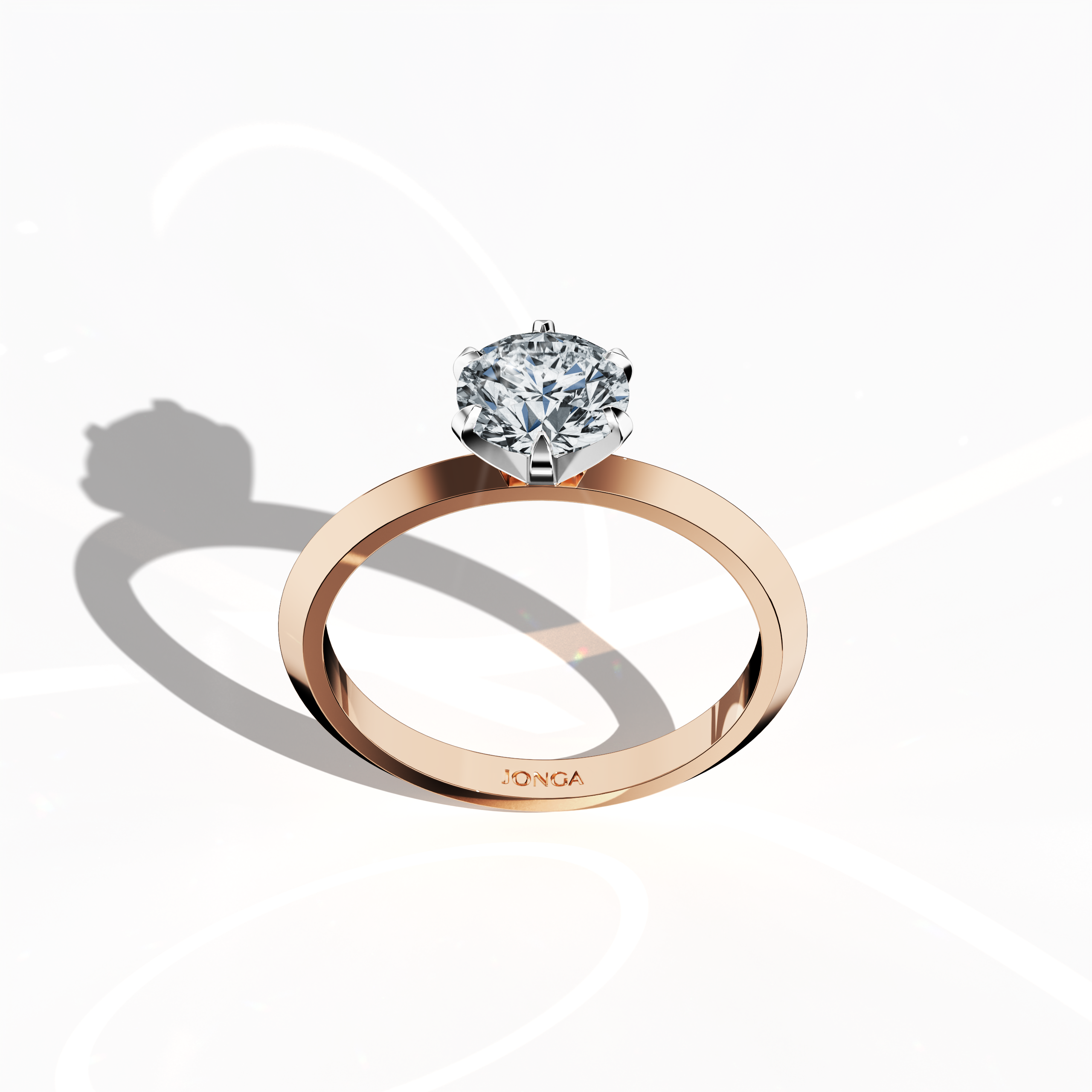 2 step Solitaire Ring 2 ct in Rose gold