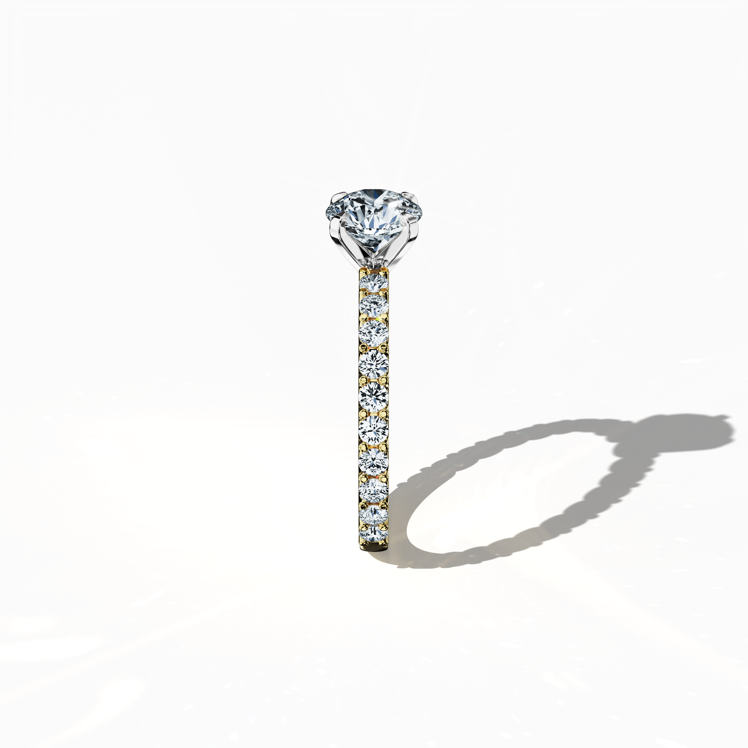 Solitaire Eternity Ring with 1 ct center in Yellow Gold