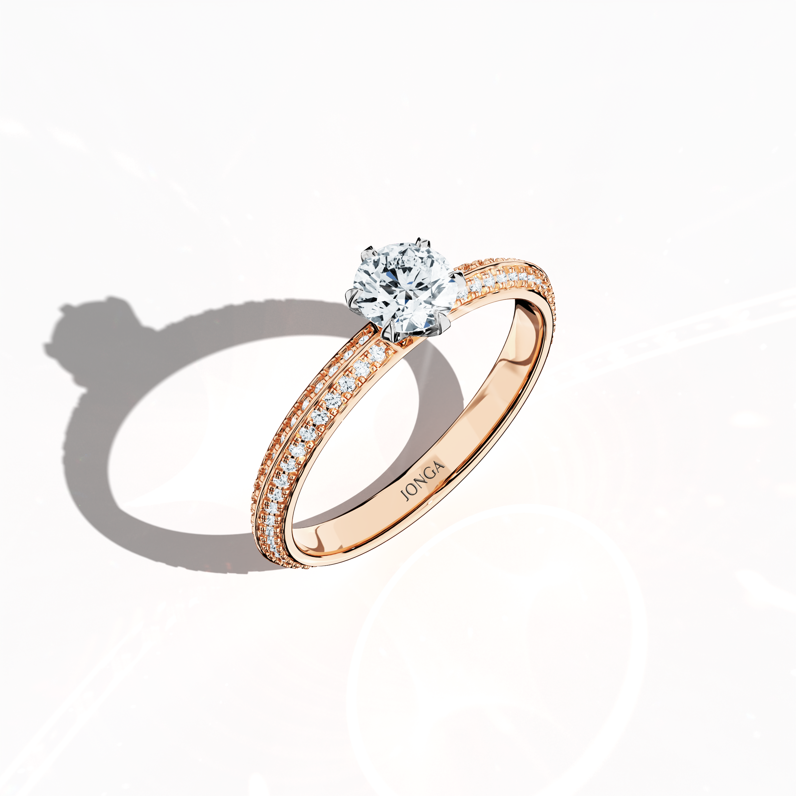 2s Solitaire ring paved-0.50ct in Rose Gold