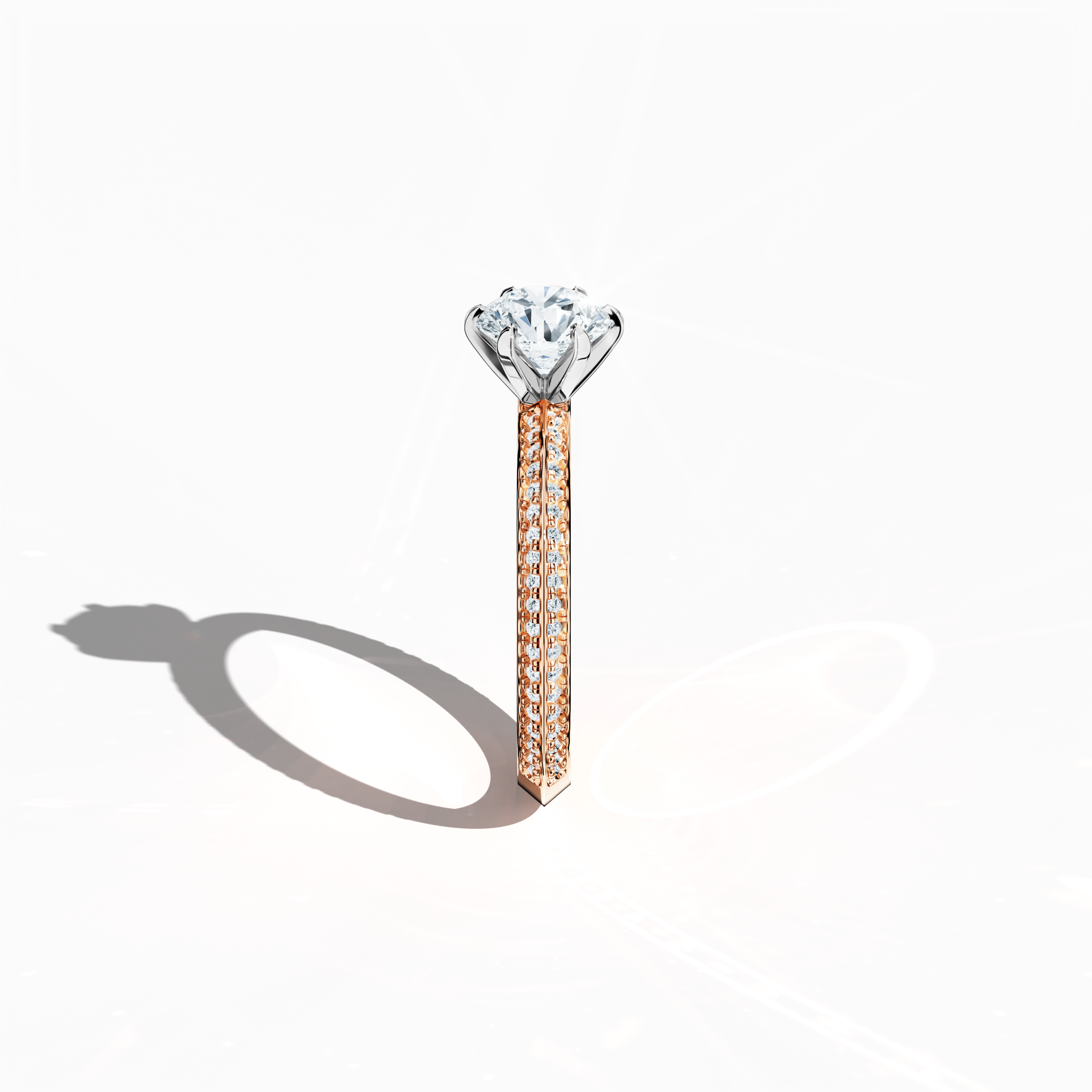 2s Solitaire ring paved - 1.00ct in Rose Gold