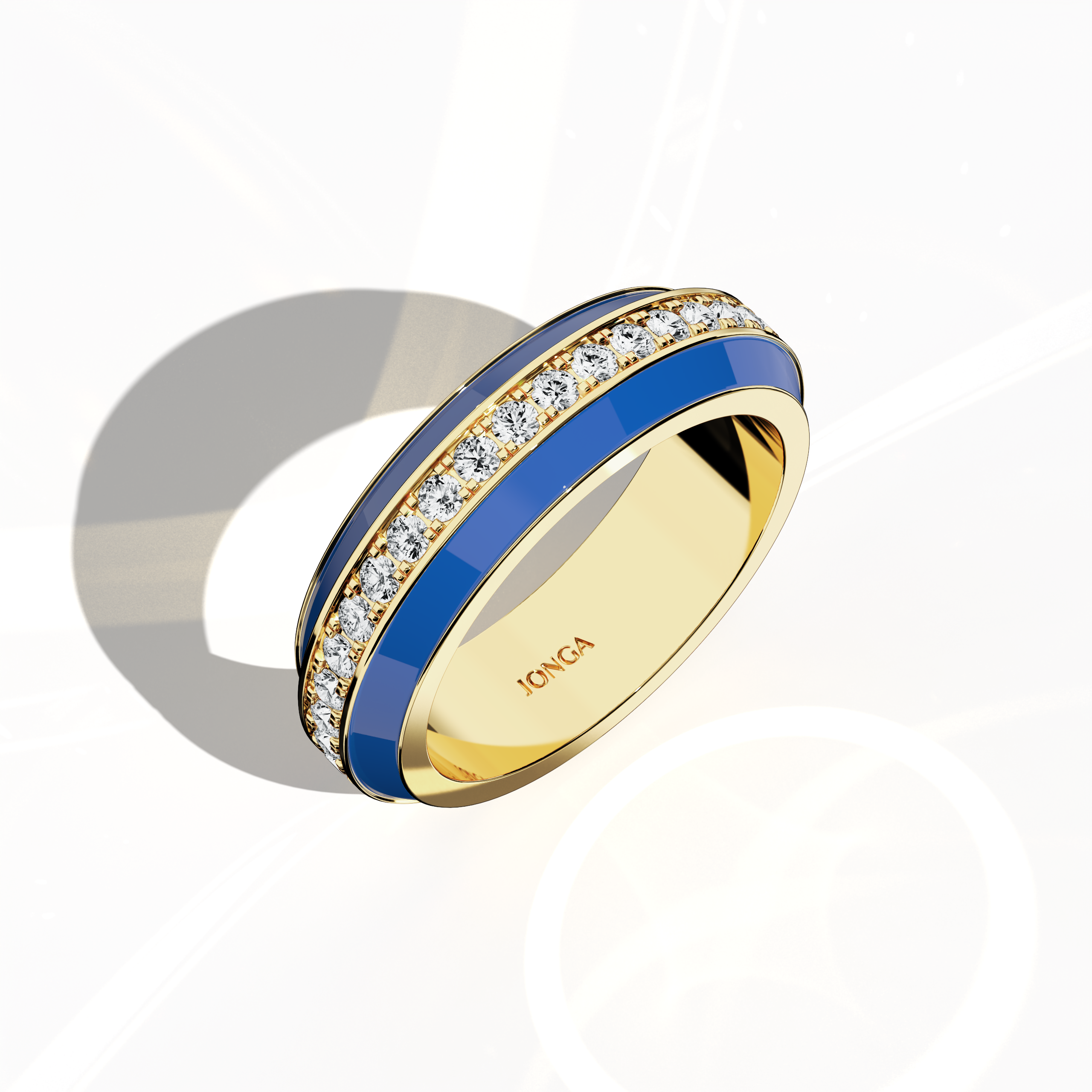 Jonga Blue Enamel Paved in Yellow Gold