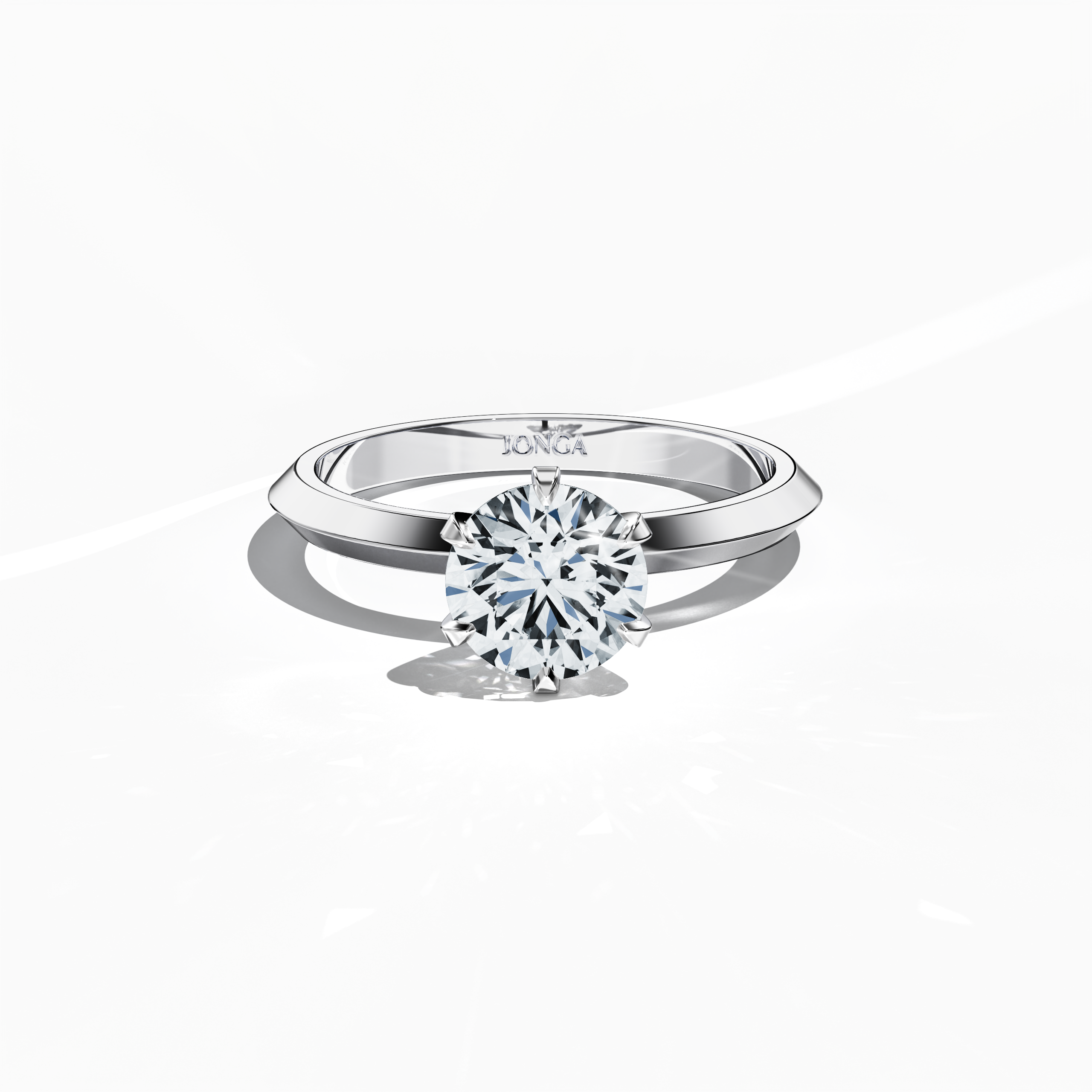 2 step Solitaire Ring 2 ct in White gold